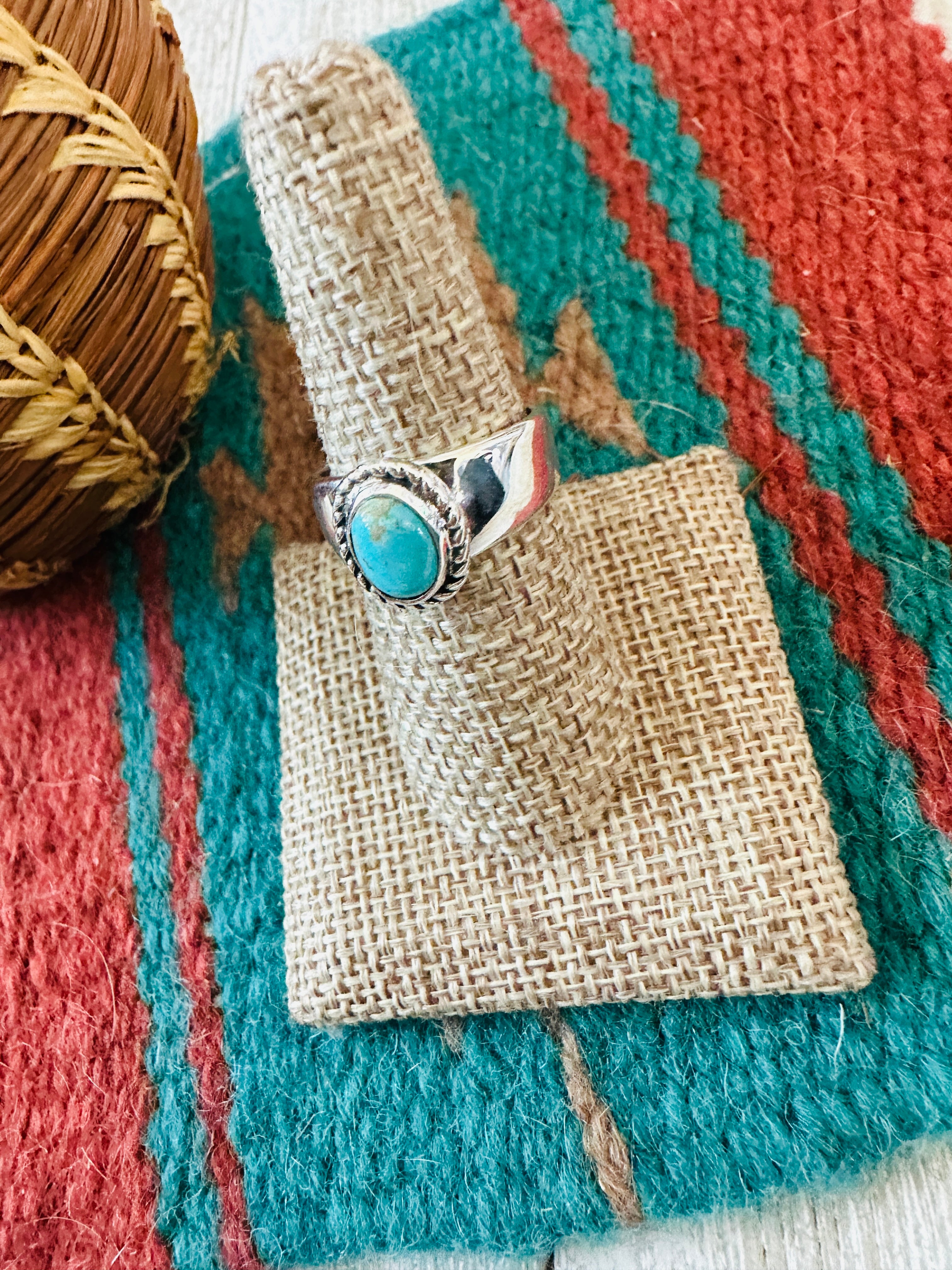 Handcrafted Turquoise & Sterling Silver Wide Band Ring