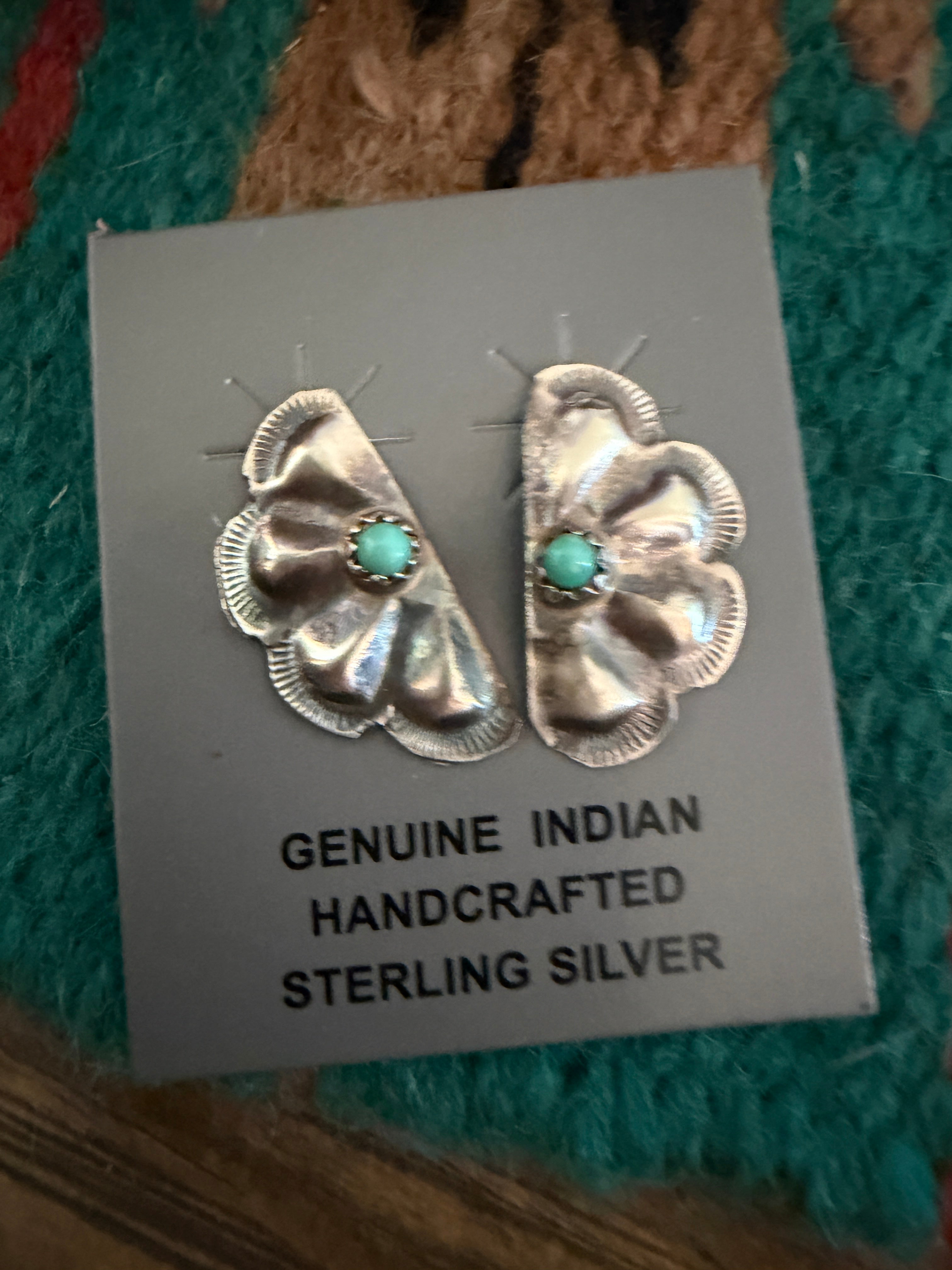 Handcrafted Turquoise & Sterling Silver Concho Post Earrings