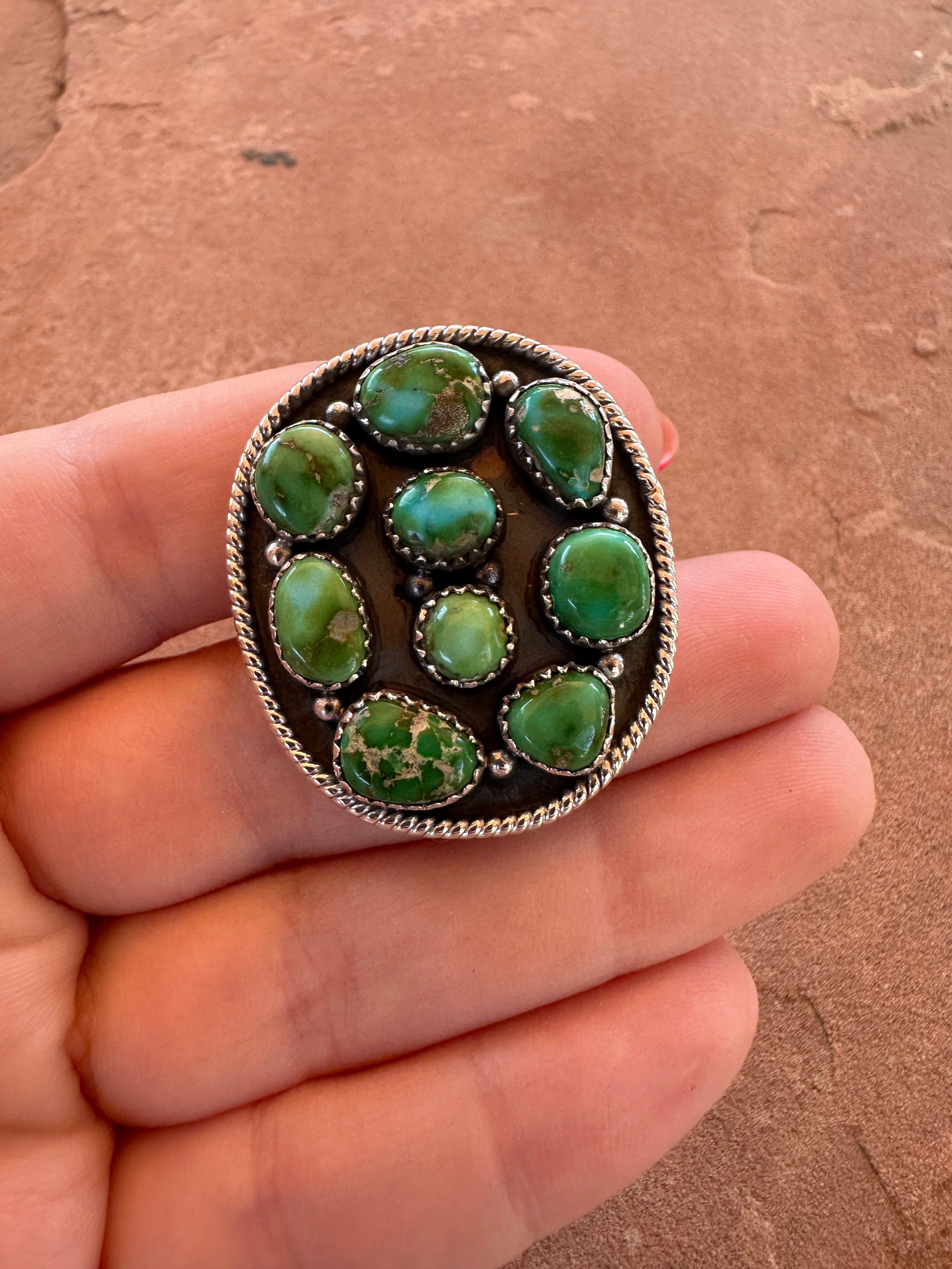 Beautiful Handmade Sonoran Turquoise And Sterling Silver Adjustable Ring