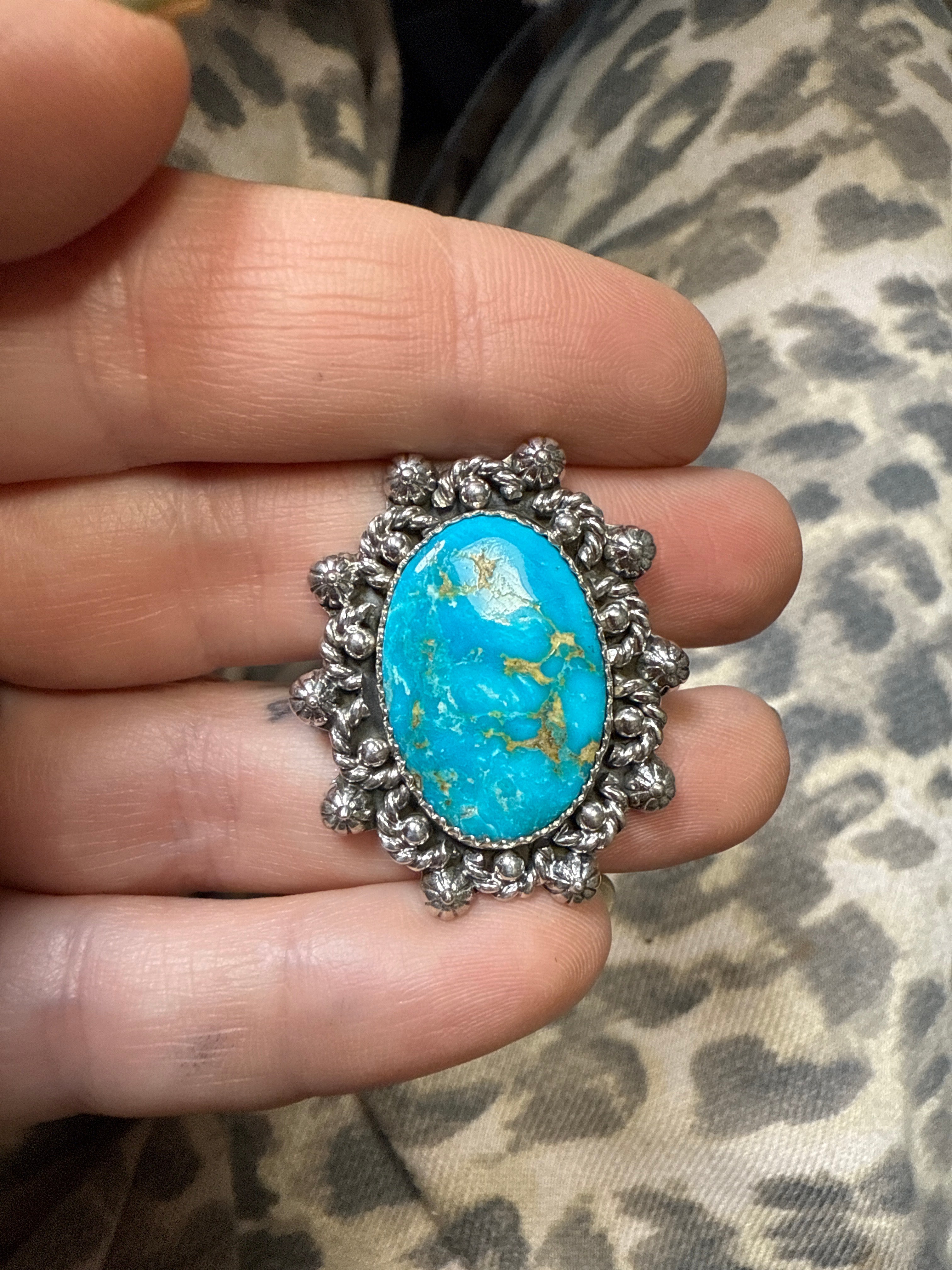 Handmade Turquoise, Sterling Silver Adjustable Ring