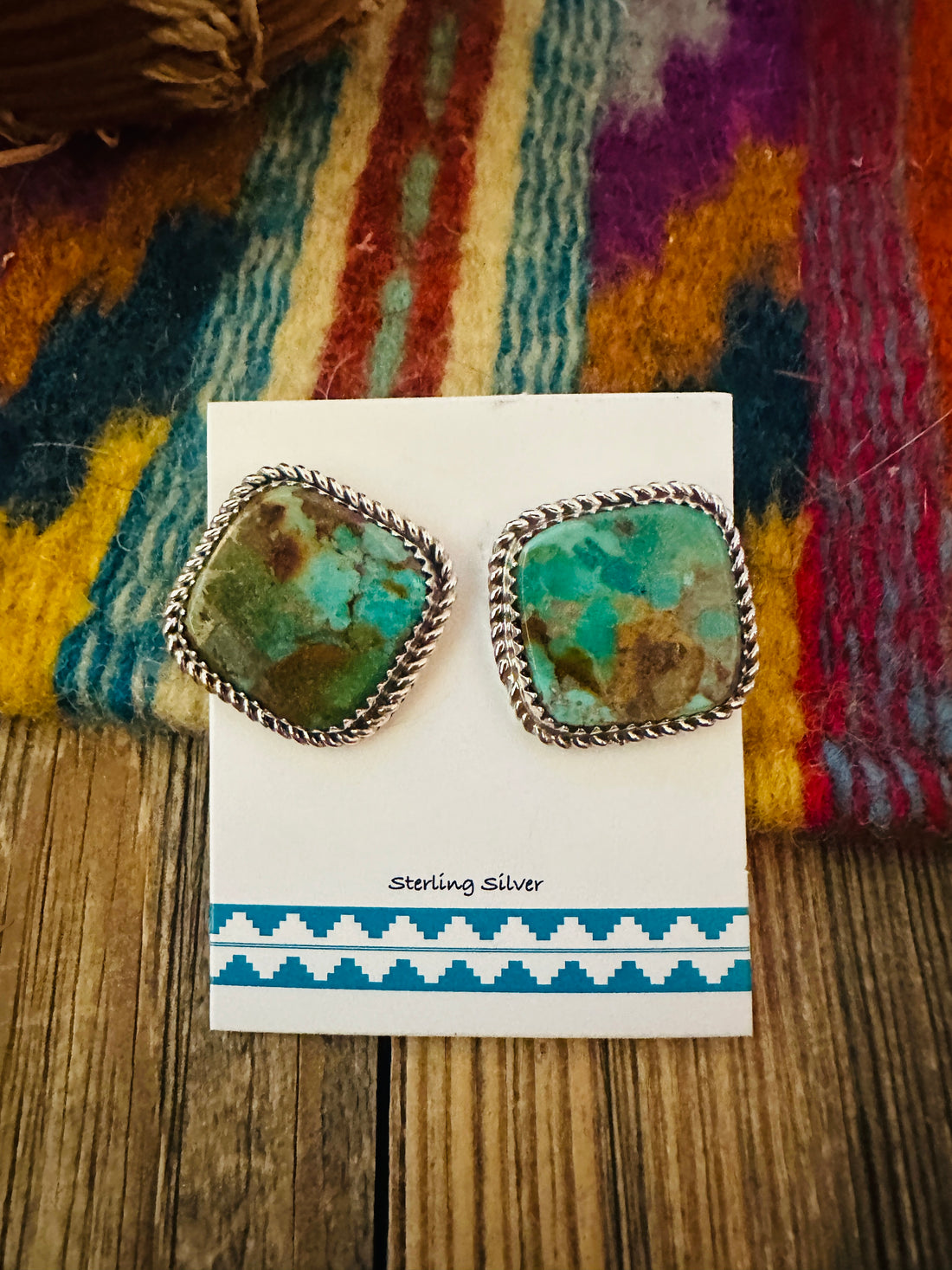 Handcrafted Turquoise & Sterling Silver Post Earrings
