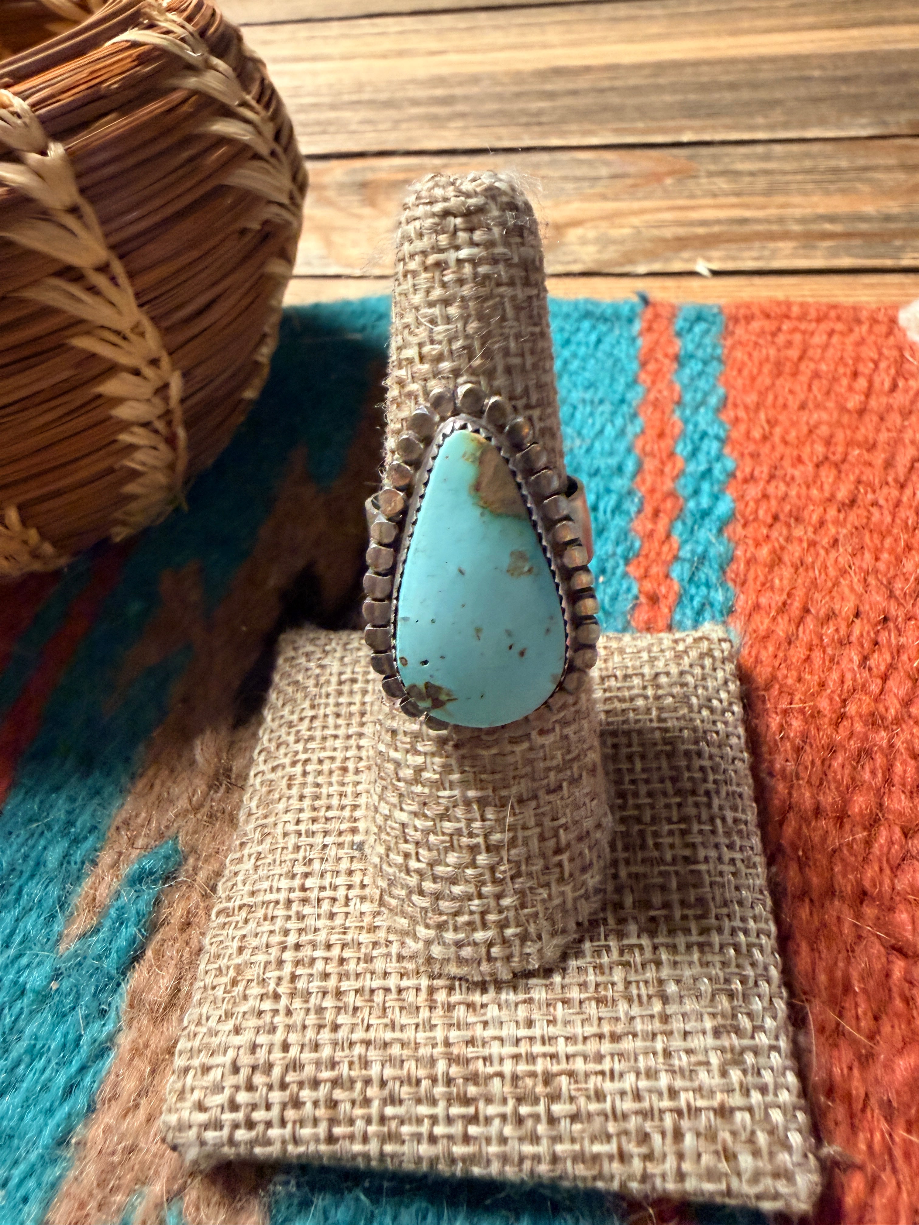 Handcrafted Turquoise & Sterling Silver Adjustable Ring by Tillie Jon