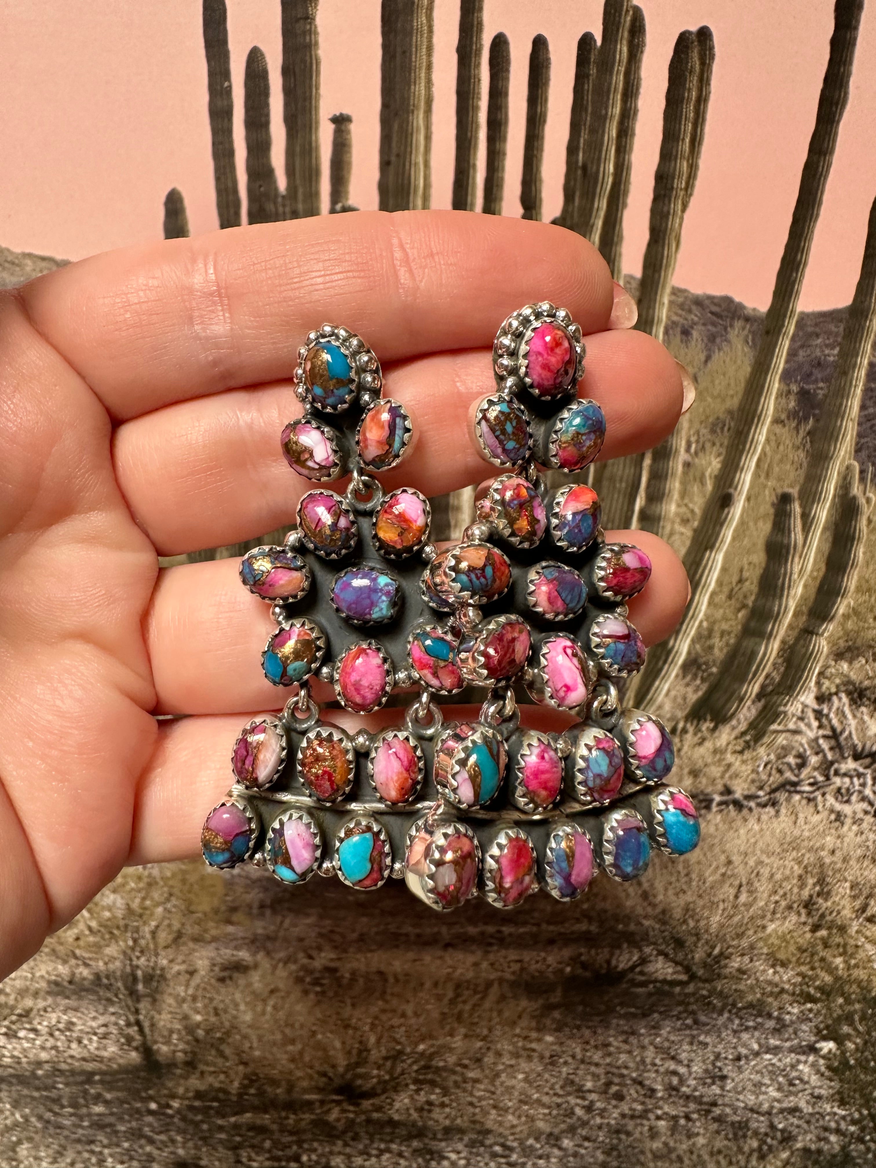 Rockin Pink Dream Mojave and Sterling Silver Handmade Dangles