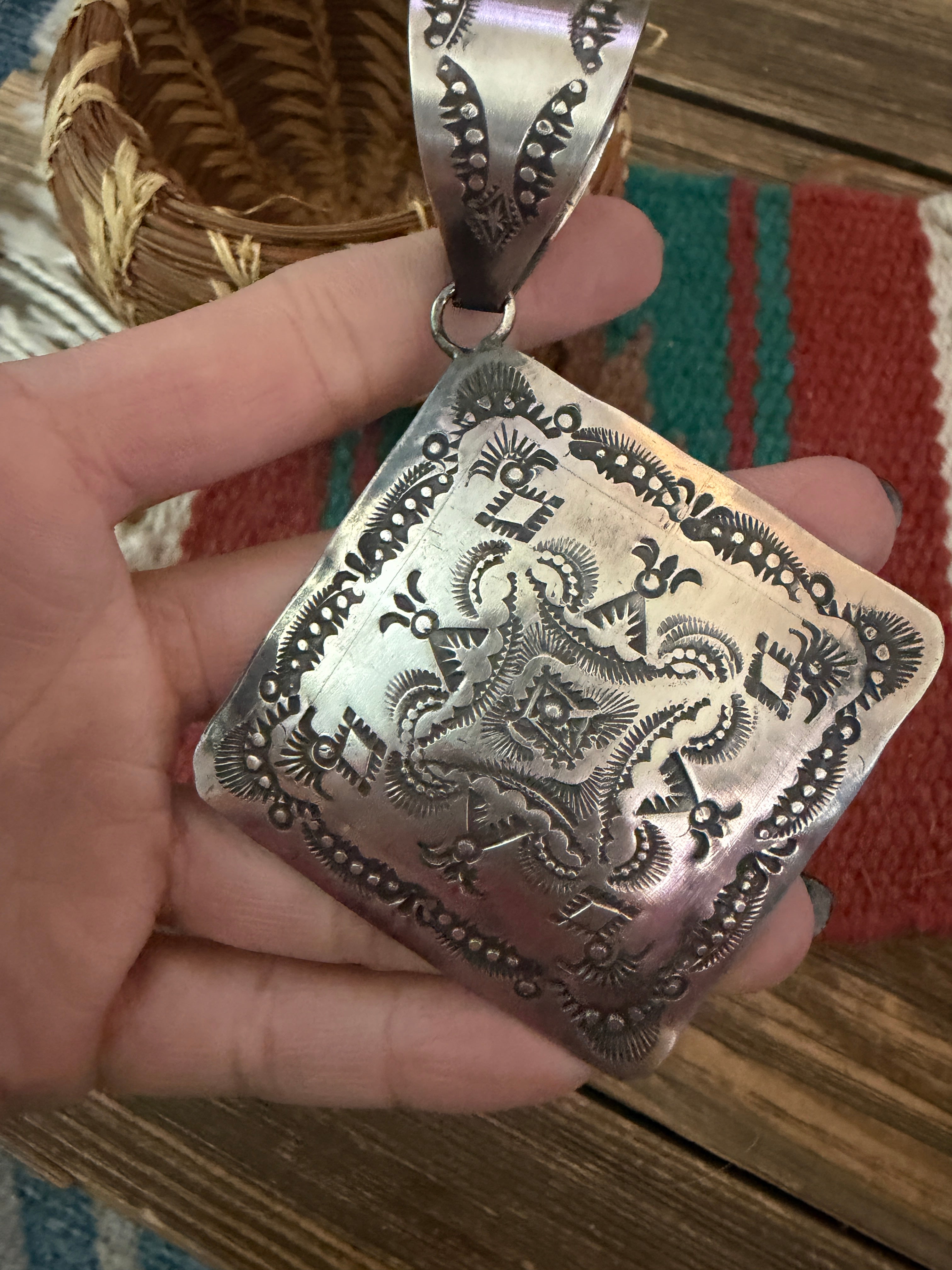 Handcrafted Sterling Silver Concho Pendant by Vincent Platero