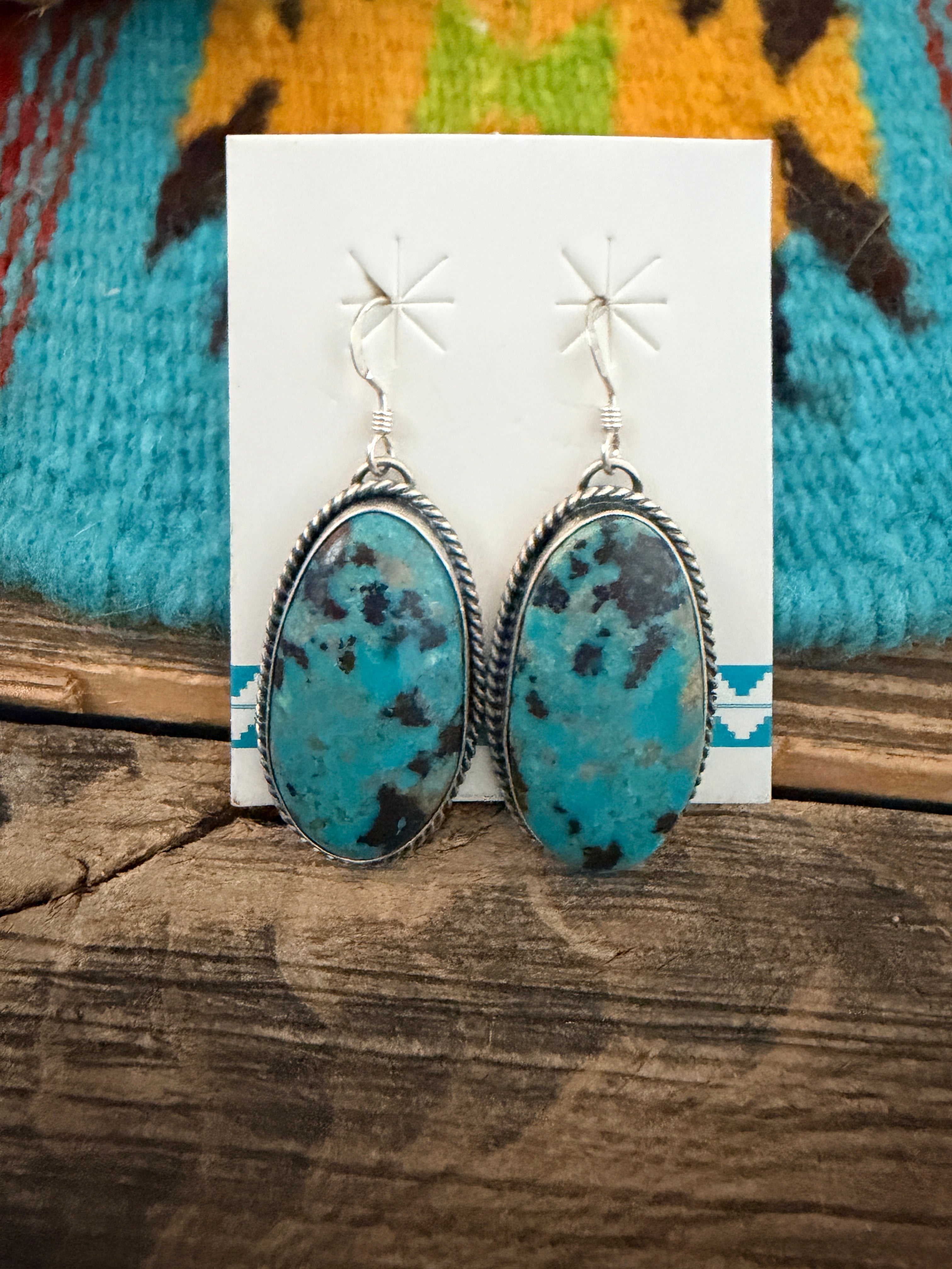 Handcrafted Turquoise & Sterling Silver Dangle Earrings