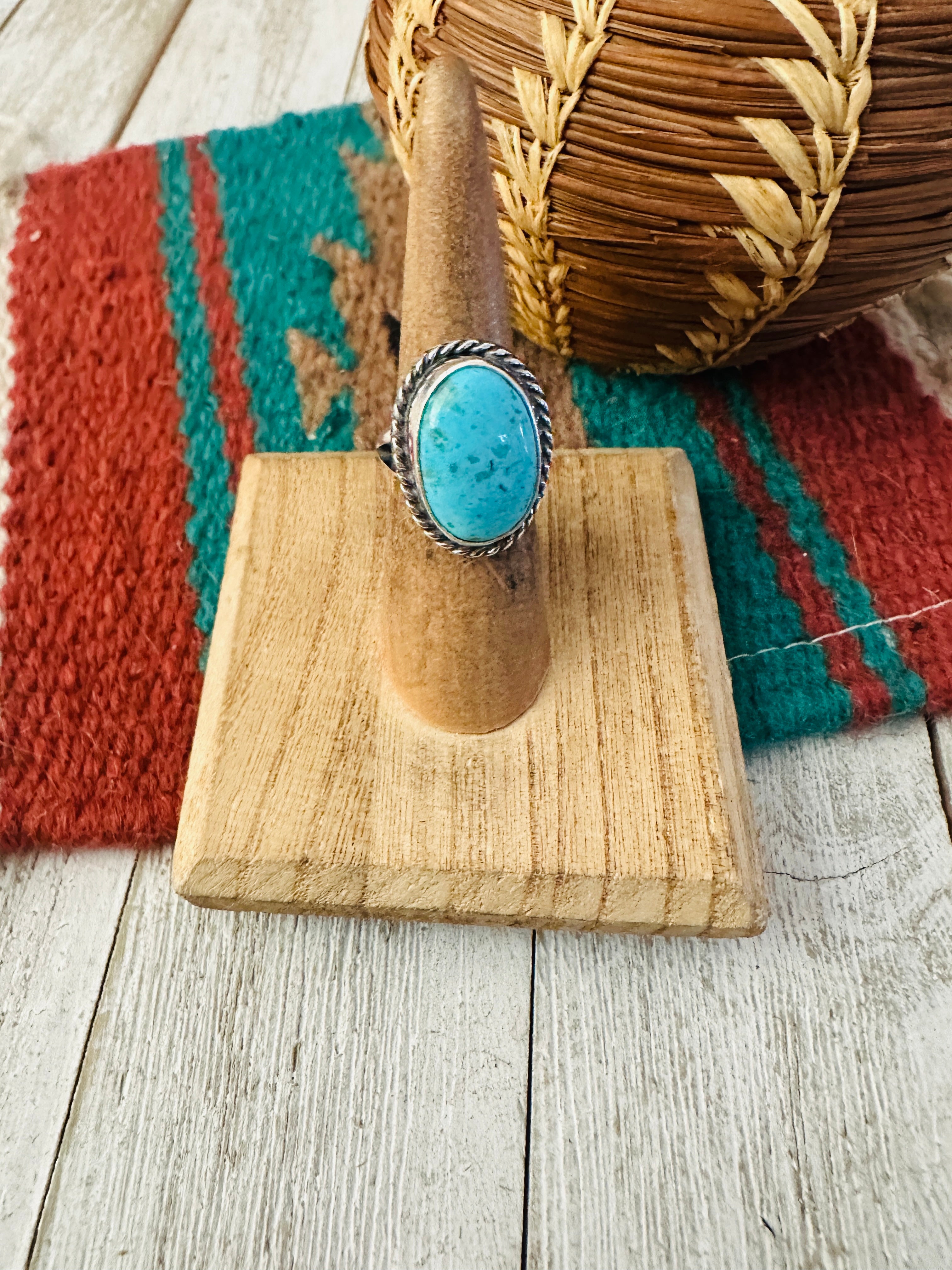 Navajo Turquoise & Sterling Silver Ring Size 5