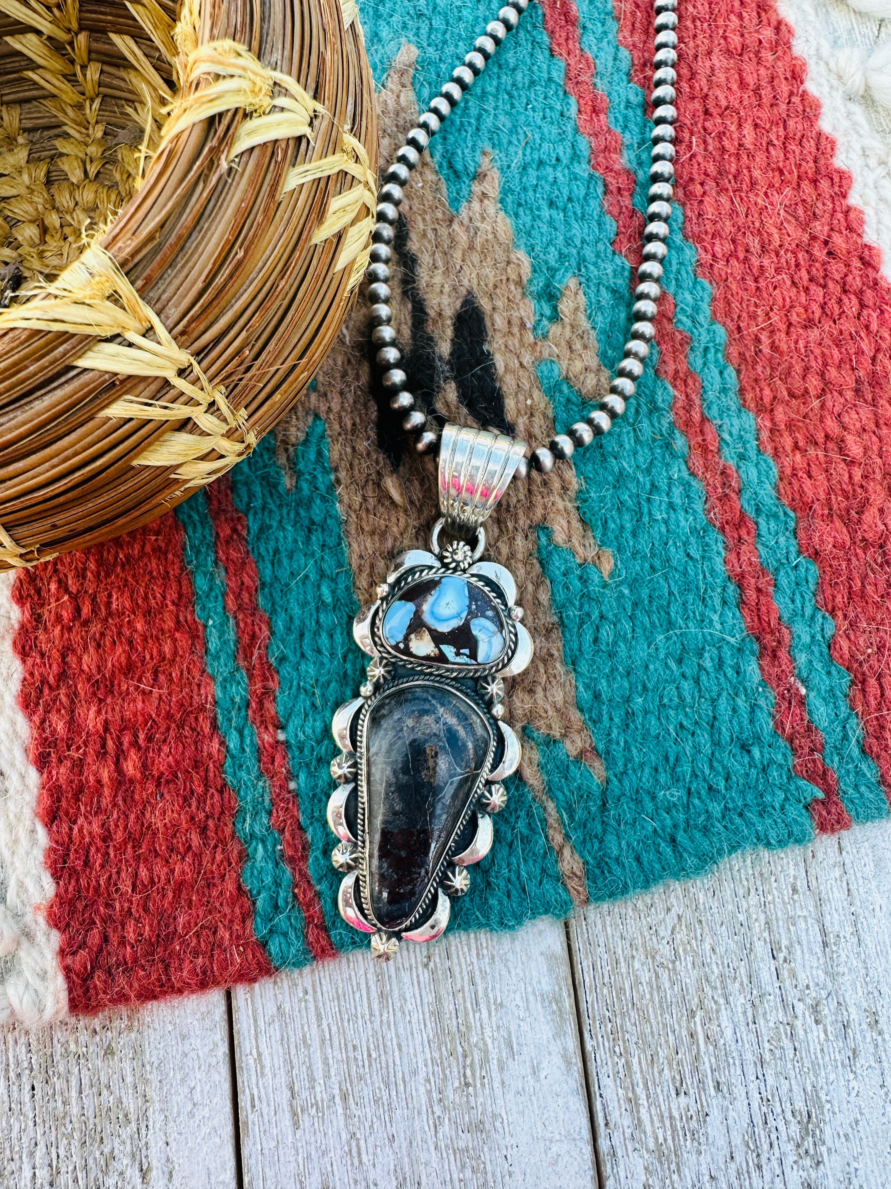 Handcrafted Sterling Silver & Multi Turquoise Pendant