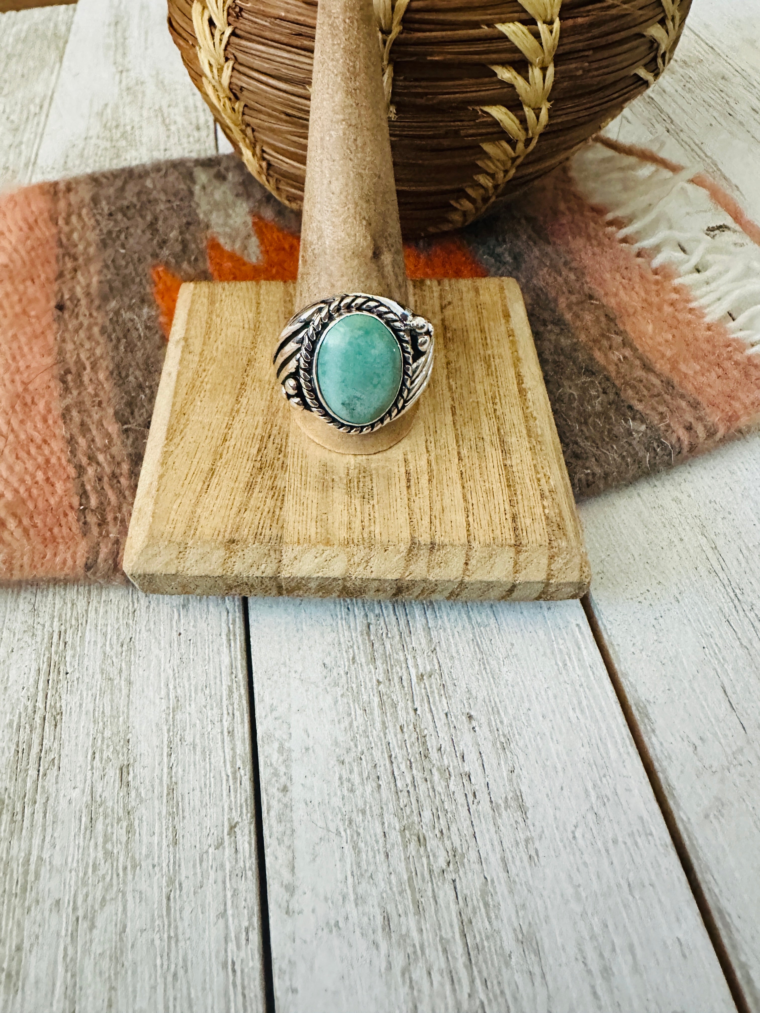 Navajo Turquoise & Sterling Silver Ring Size 11.5