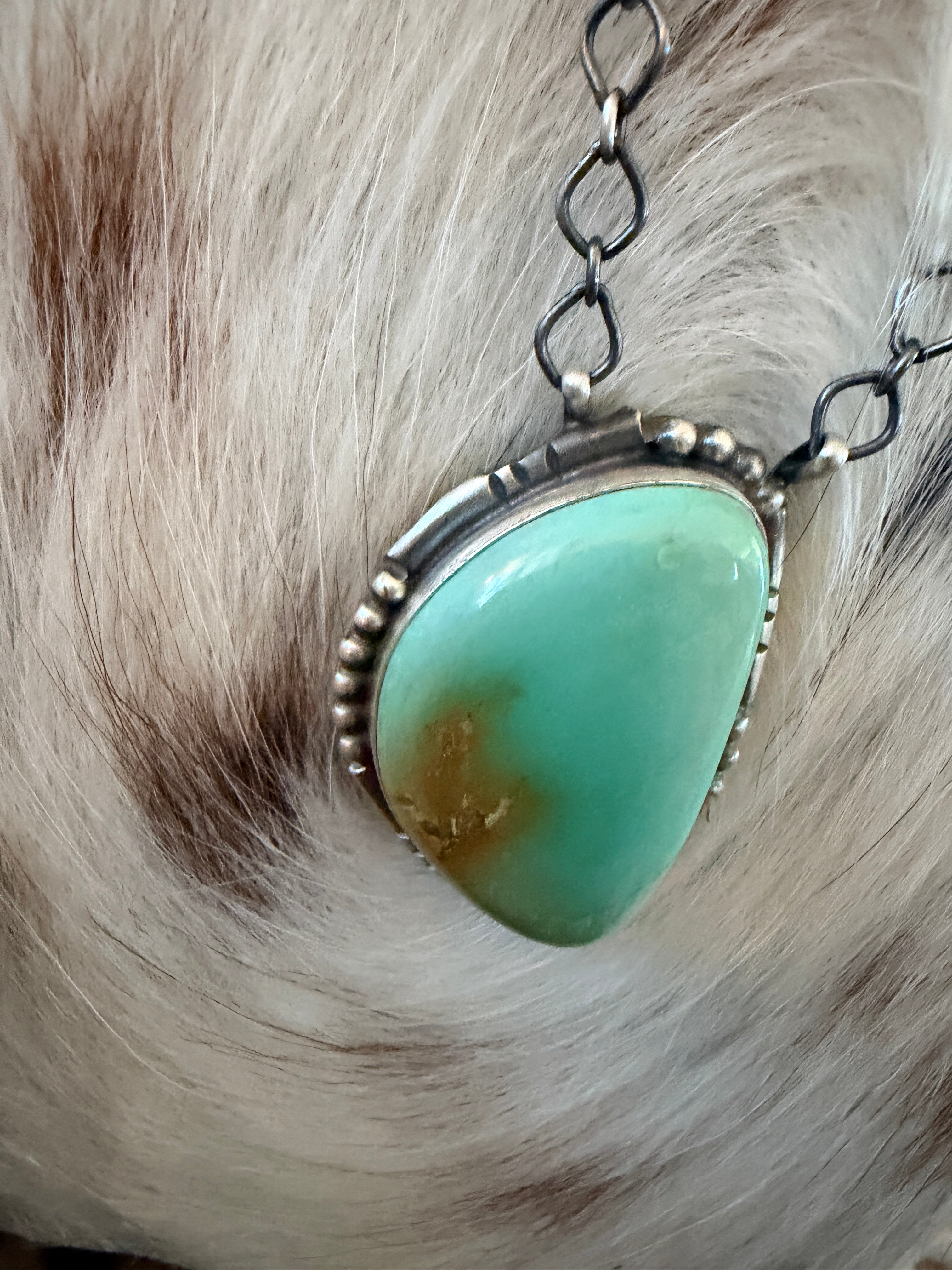 Handcrafted Carico Lake Turquoise & Sterling Silver Necklace by Sheila Becenti