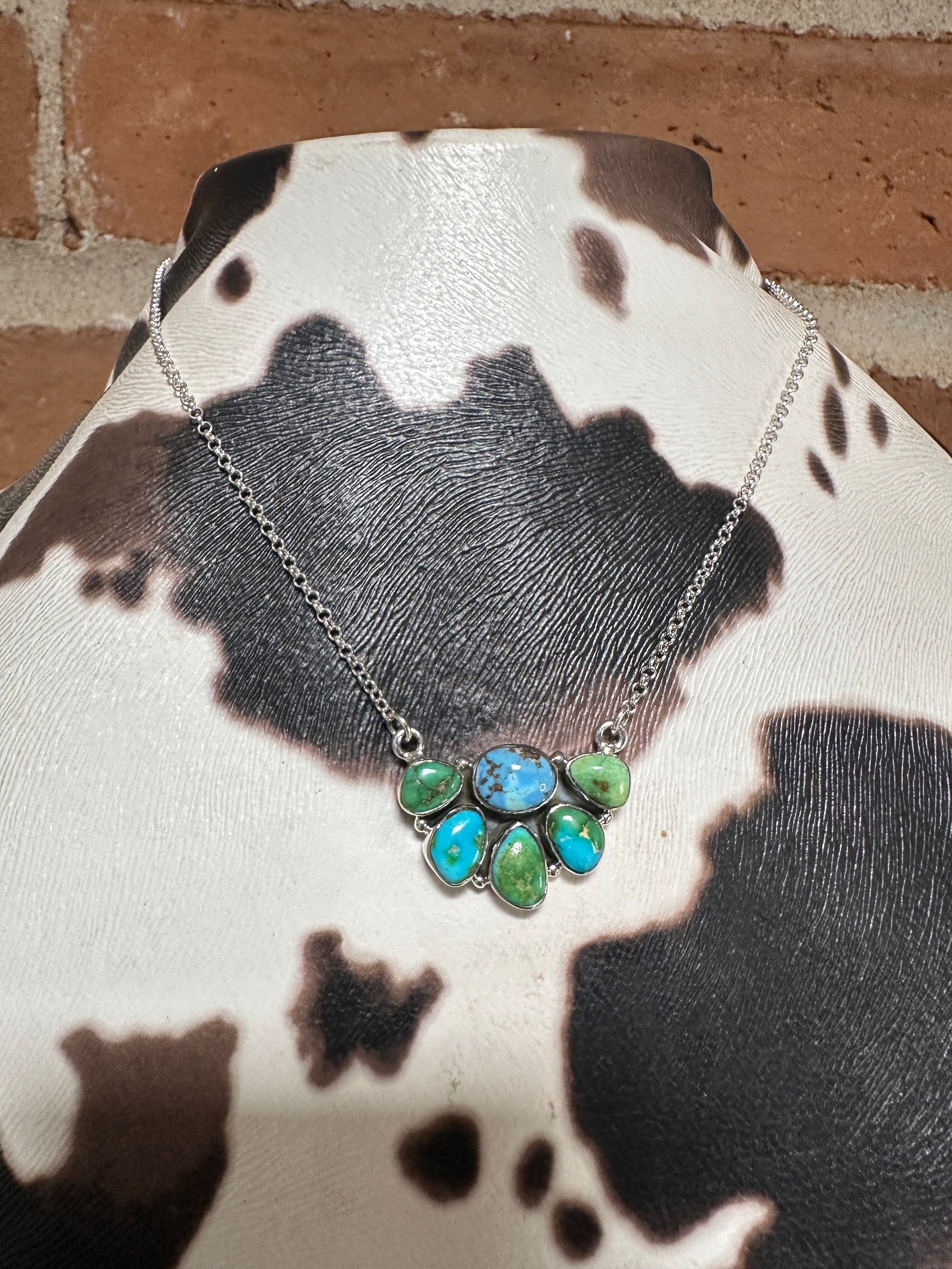 Beautiful Handmade Sterling Silver, Golden Hills Turquoise & Sonoran Mountain Turquoise Backroads Necklace