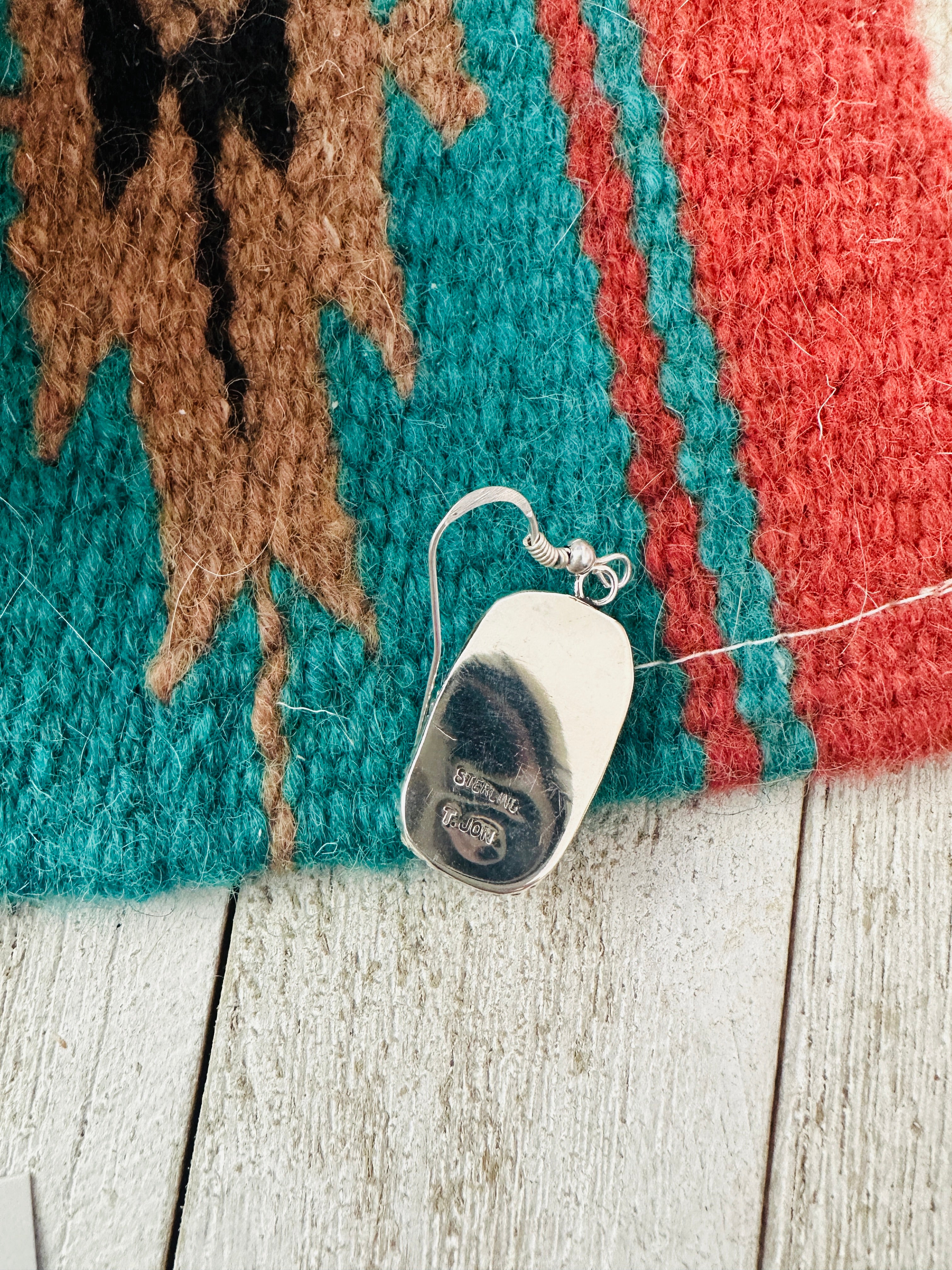 Navajo Orange Spiny and Sterling Silver Dangle Earrings