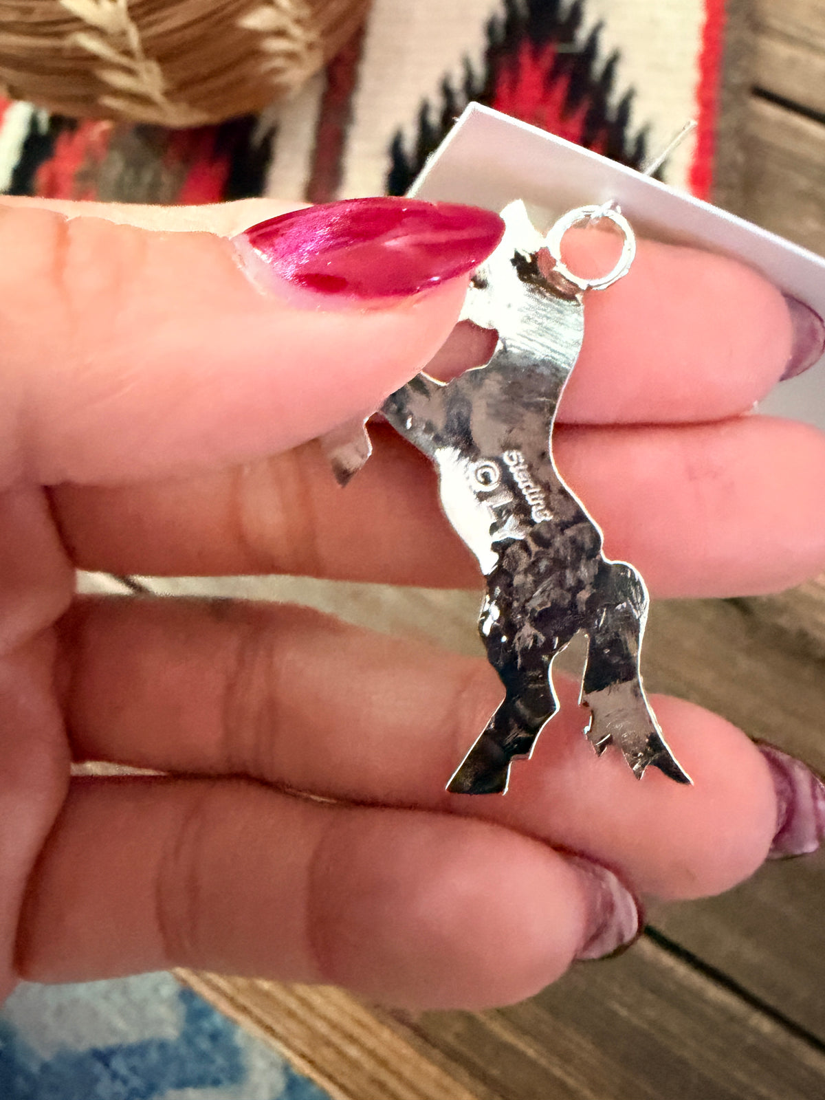 Handcrafted Sterling Silver & Onyx Horse Dangle Earrings by Louise Yazzie