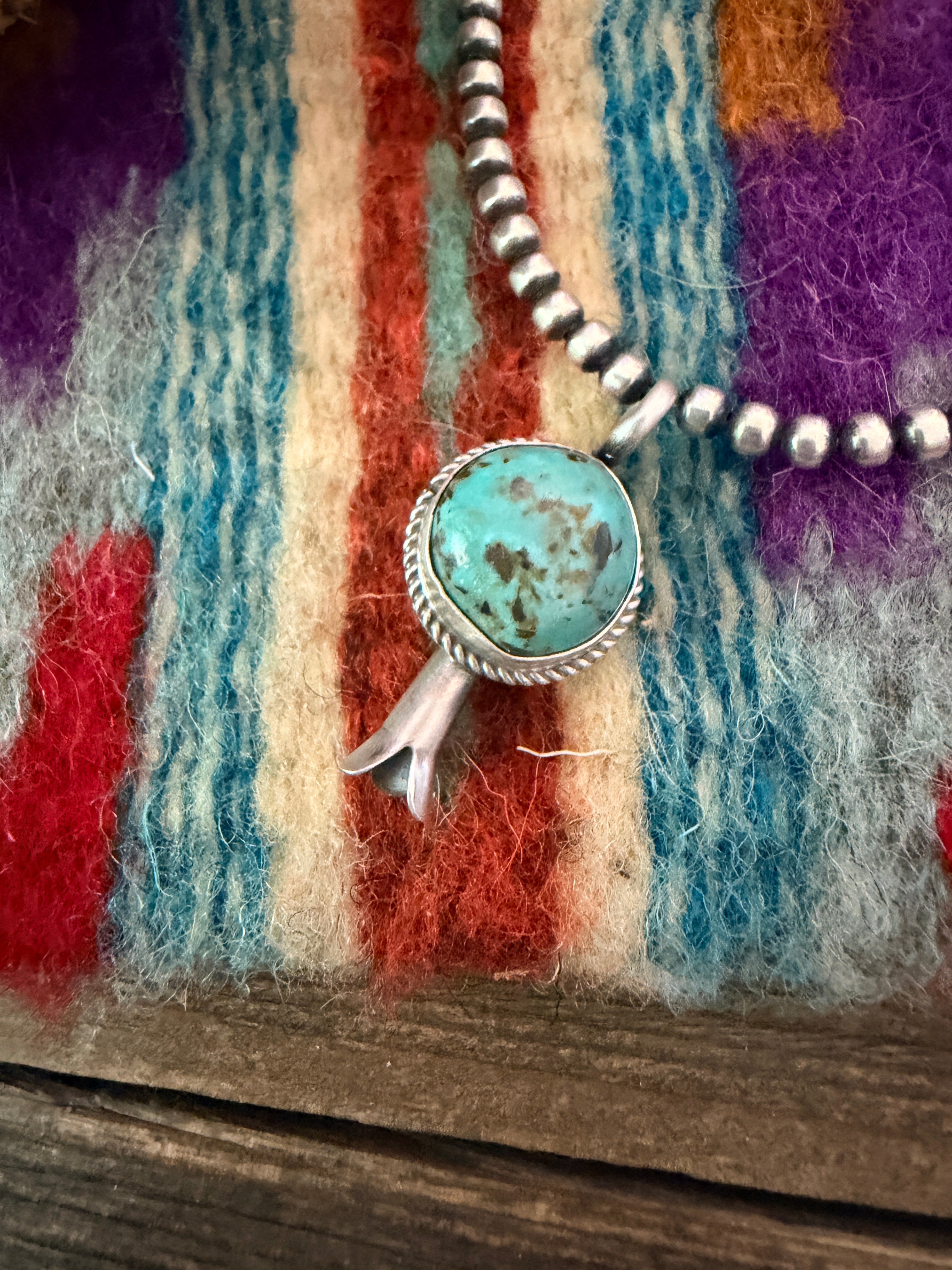 Handcrafted Sterling Silver & Turquoise Blossom Pendant