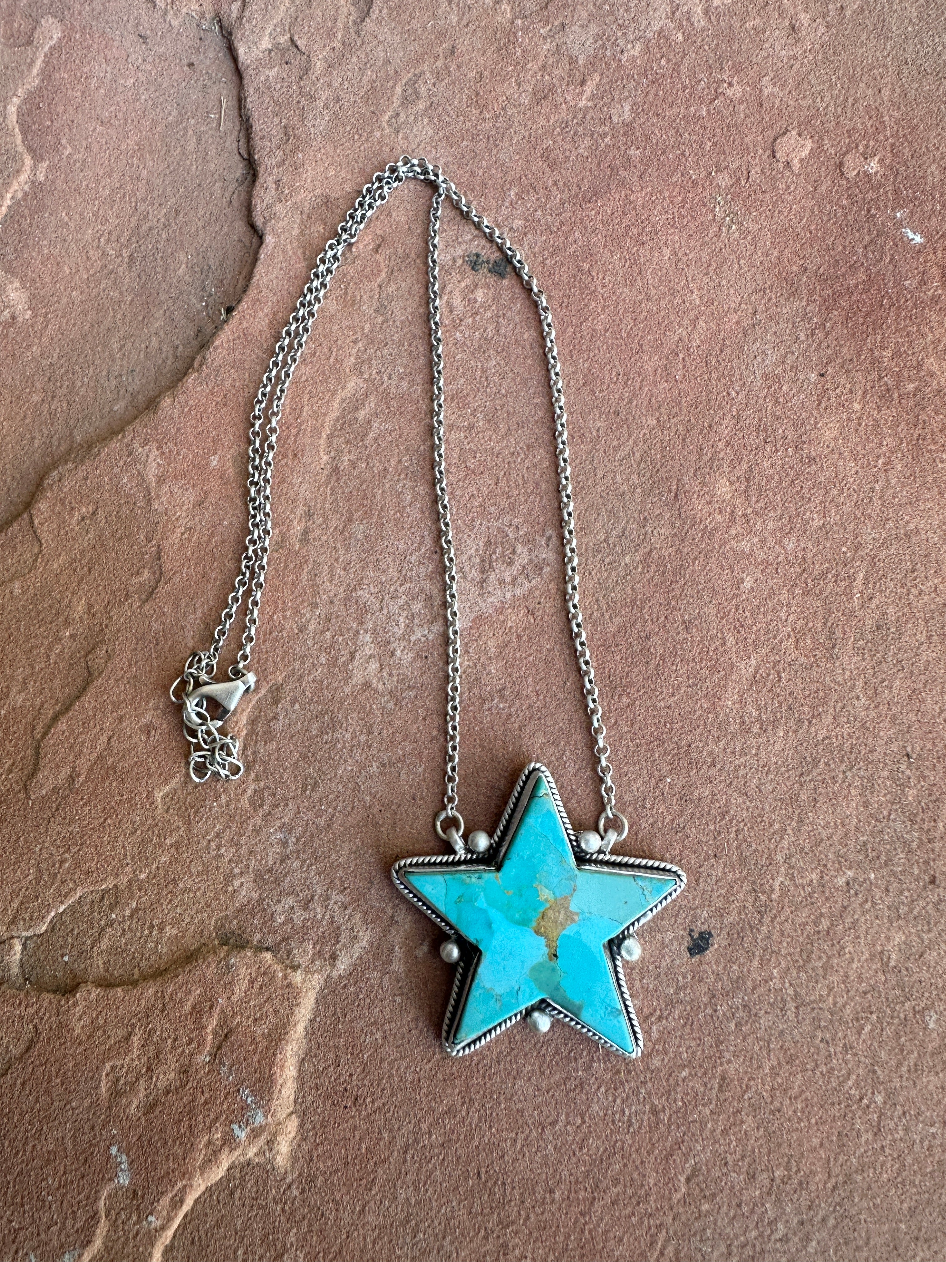 Handmade Sterling Silver & Turquoise Star Necklace