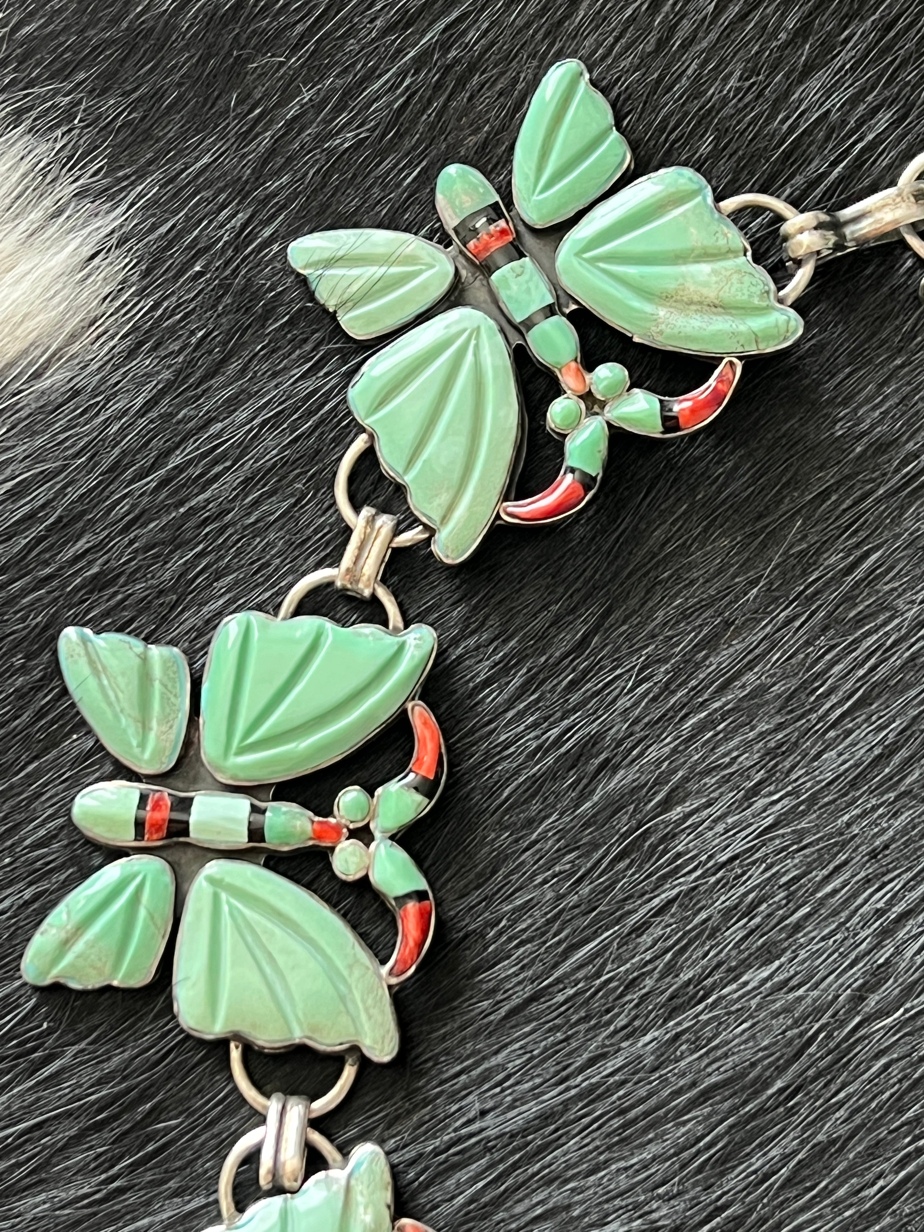 Vintage Sterling Silver and Turquoise Butterfly Necklace by Federico Jimenez
