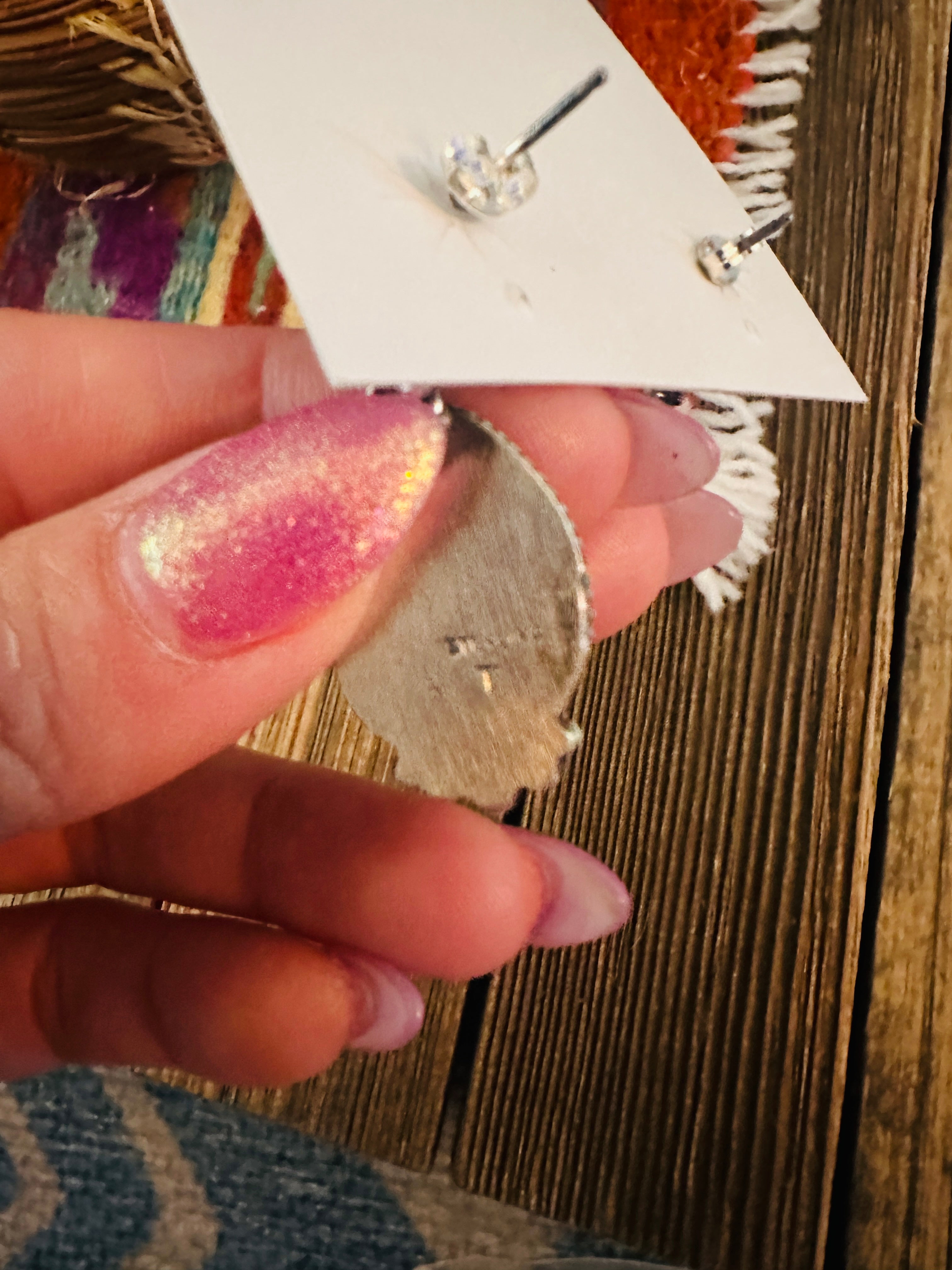 Handcrafted Turquoise & Sterling Silver Dangle Earrings by Theresa Smith