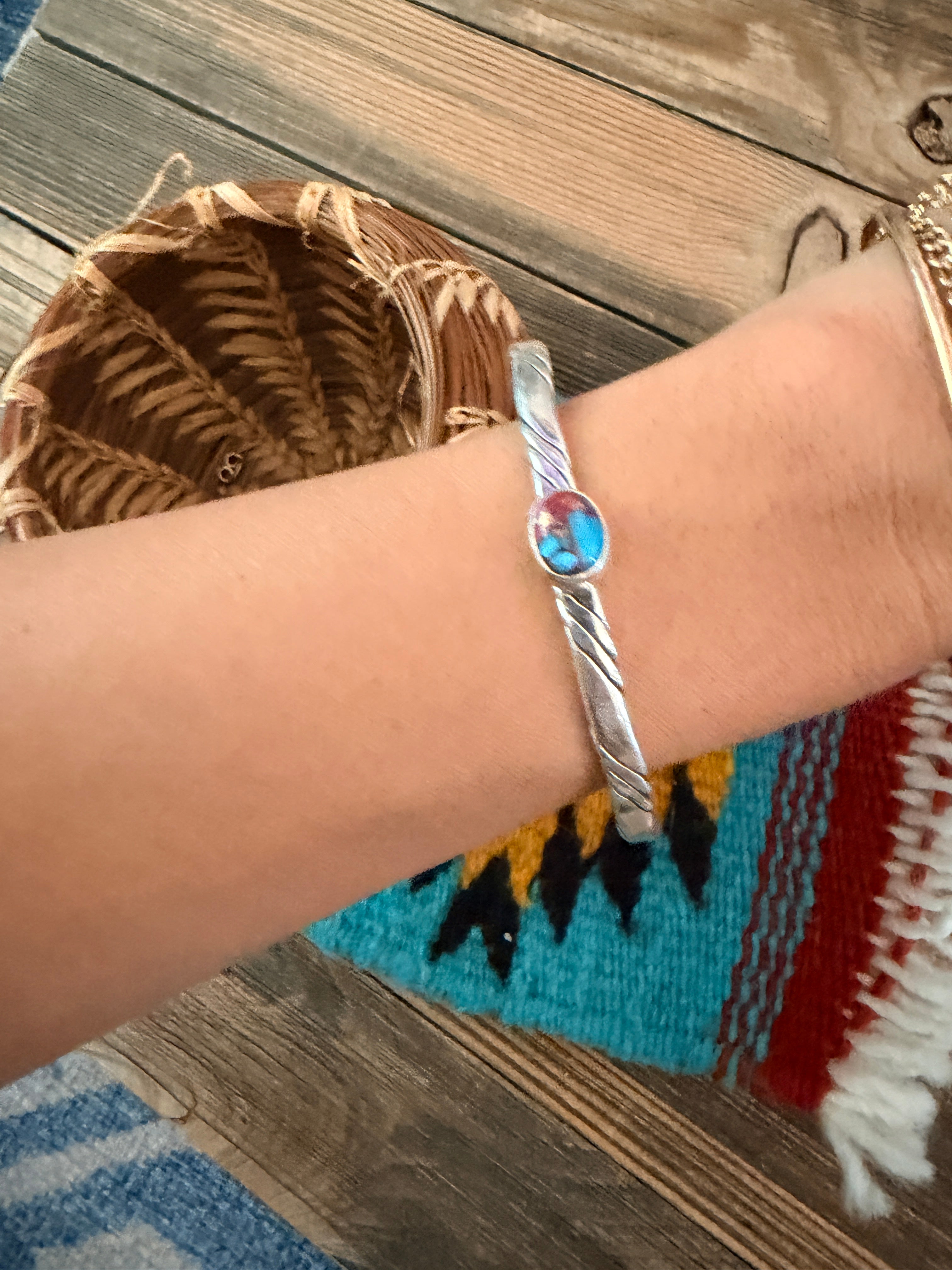 Handcrafted Pink Dream Mojave & Sterling Silver Cuff Bracelet
