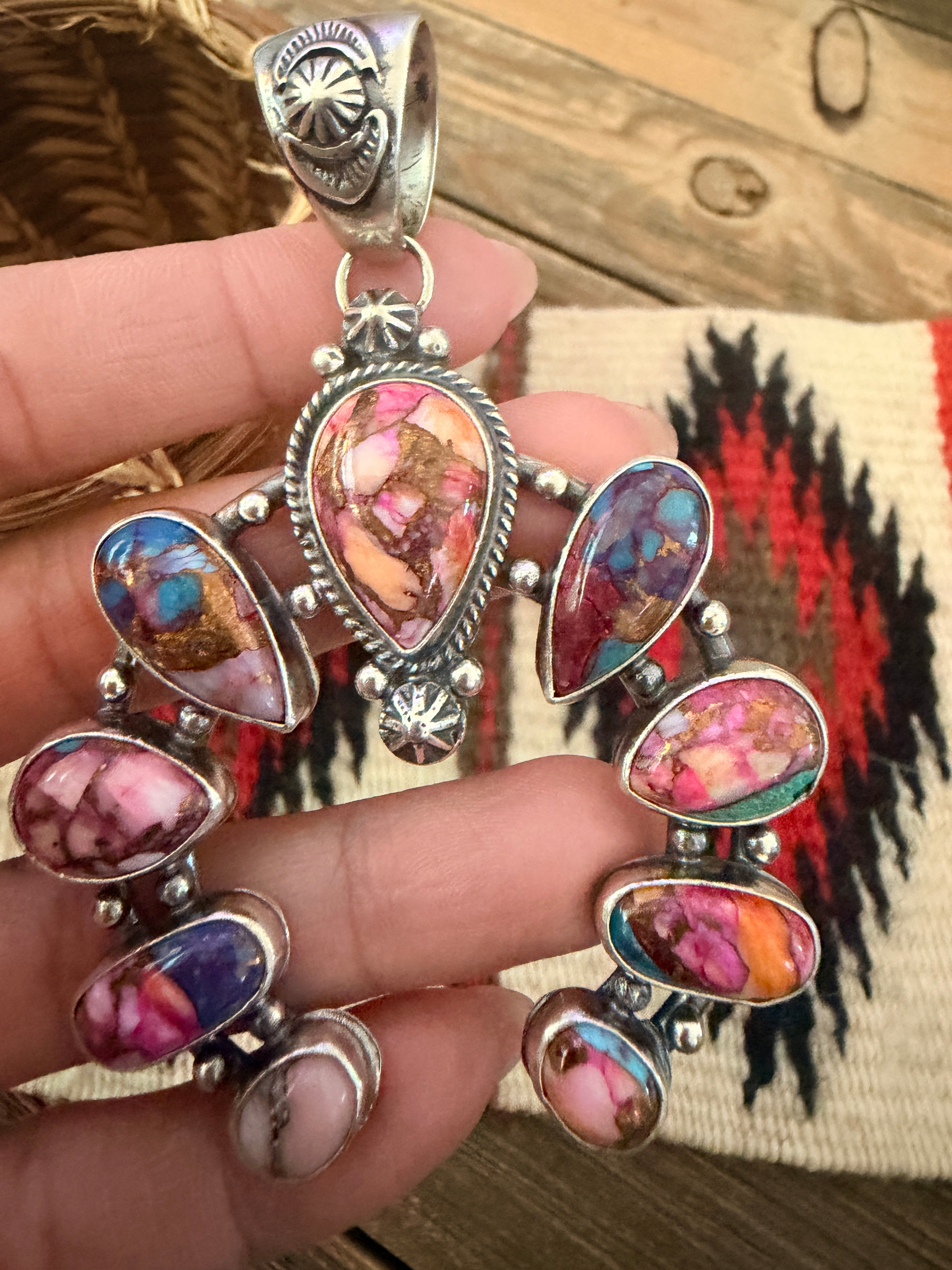 Handcrafted Sterling Silver & Pink Dream Mojave Naja Pendant by Joe Begay