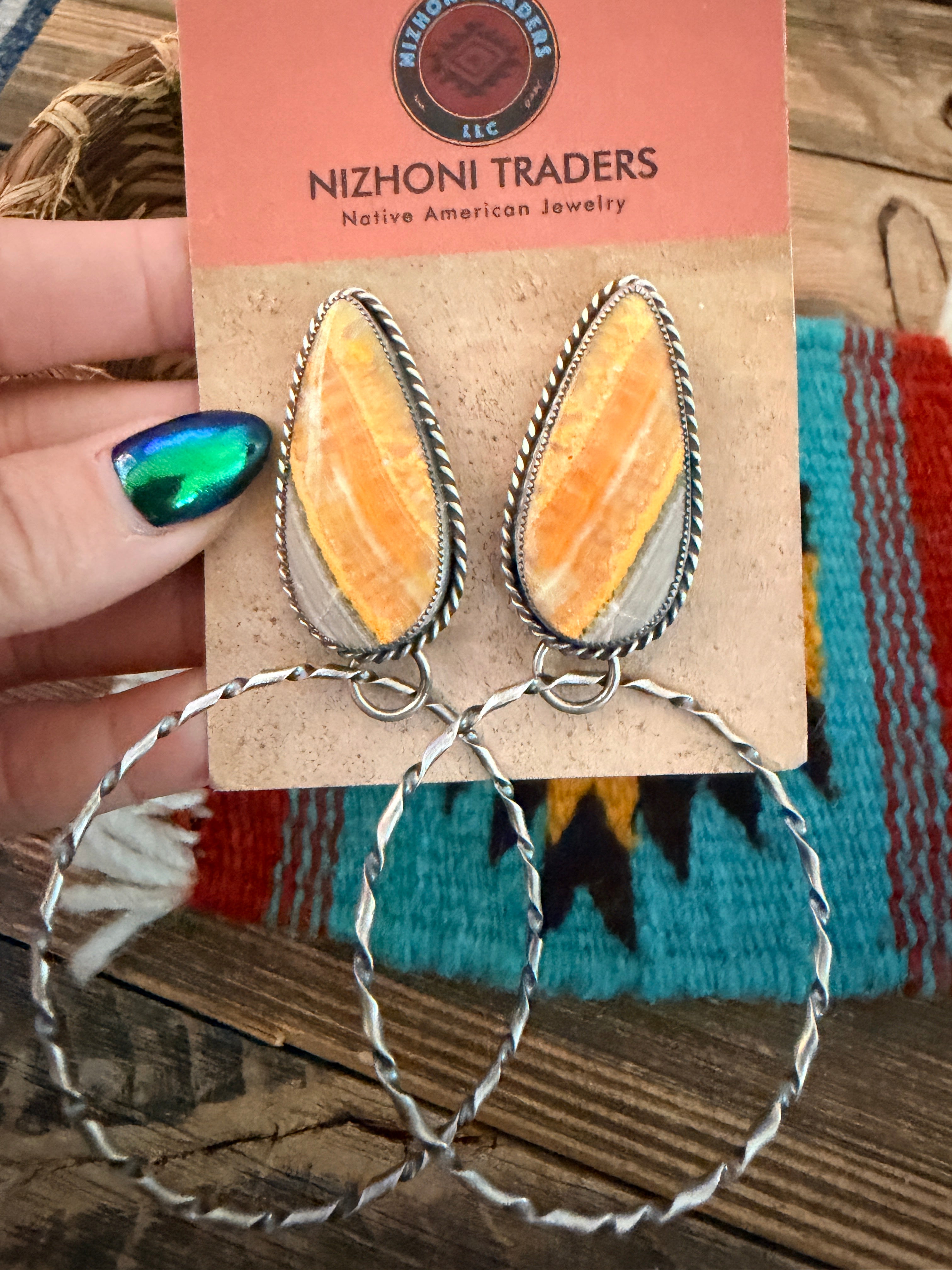 Handcrafted Bumblebee & Sterling Silver Hoop Earrings