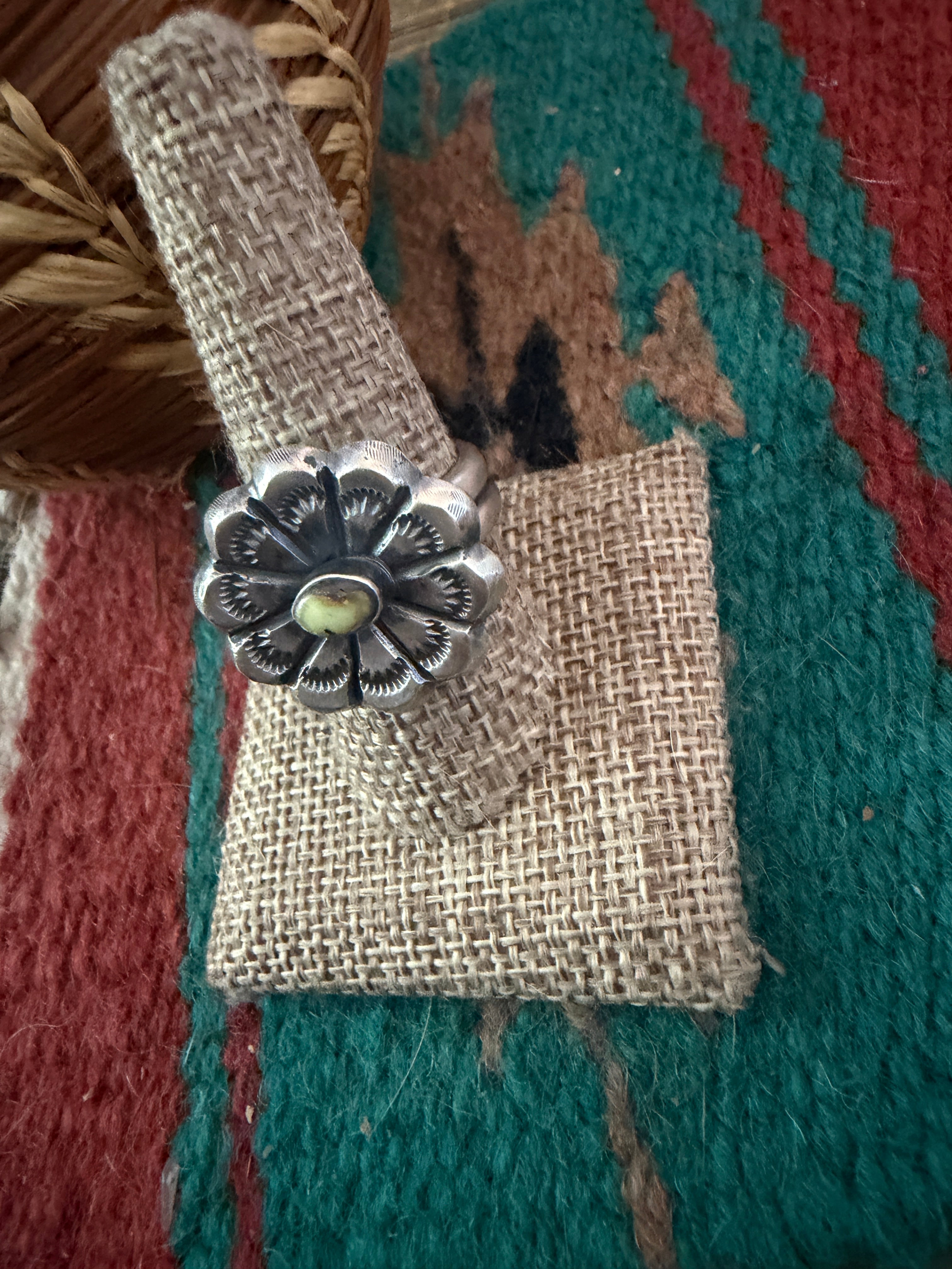 Handcrafted Palomino Turquoise and Sterling Silver Flower Ring size 9 by Chimney Butte