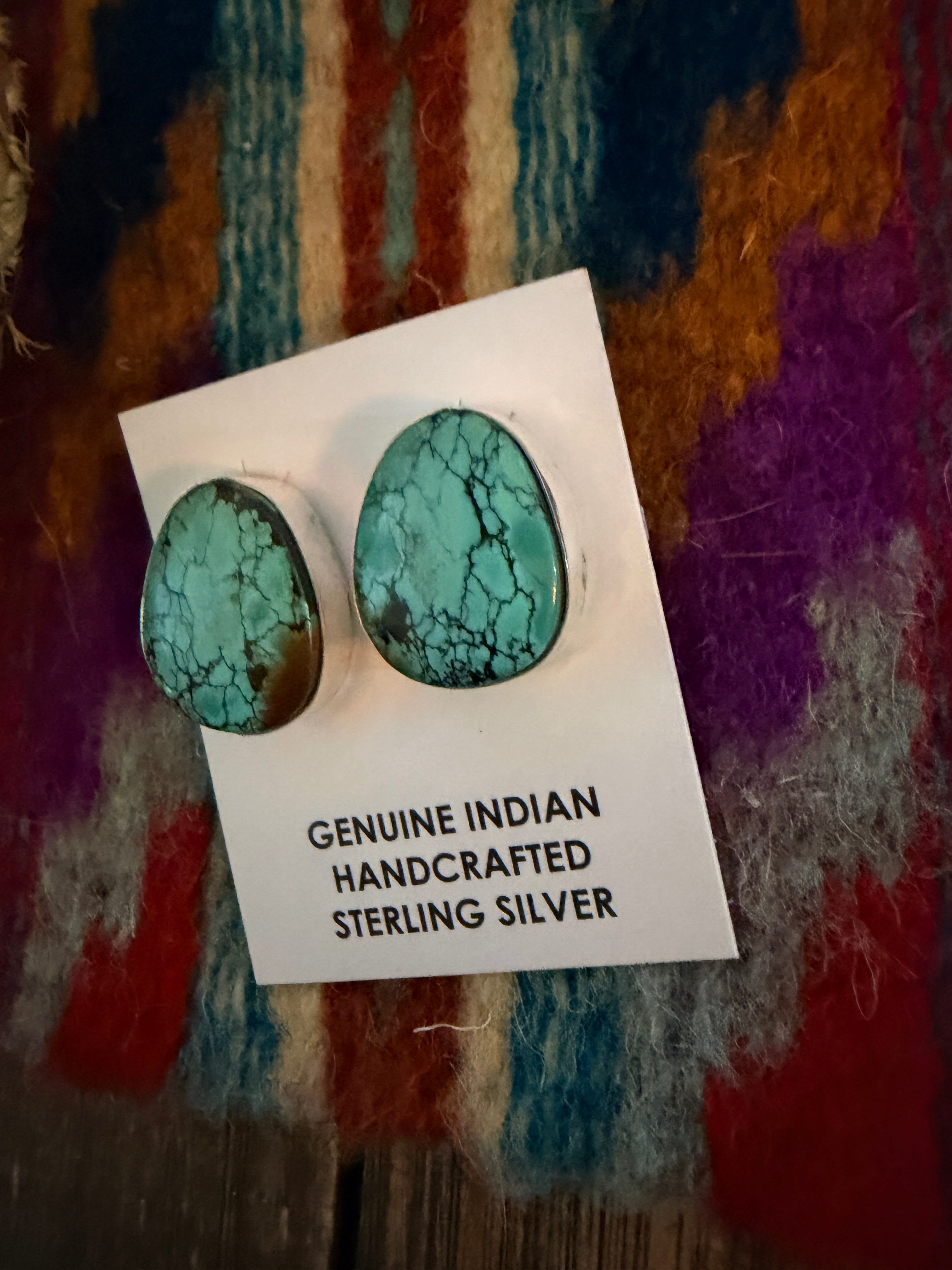 Handcrafted Turquoise & Sterling Silver Post Earrings