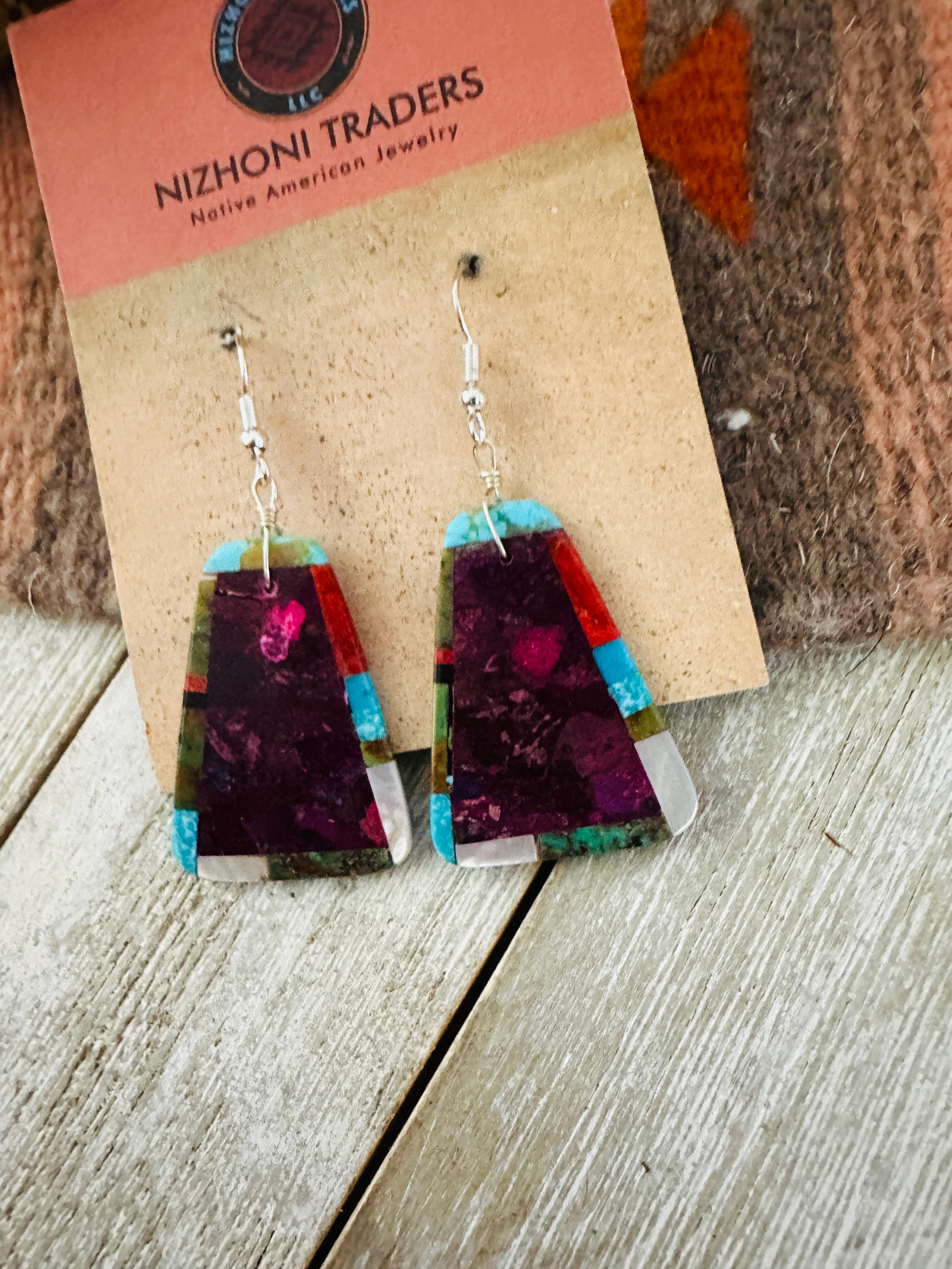 Santo Domingo Multi Stone Inlay Dangle Earrings