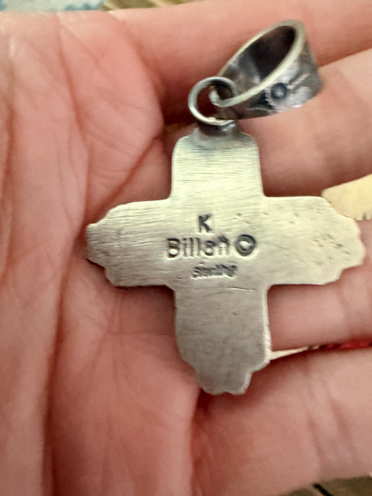 Handcrafted Sterling Silver & Sonoran Mountain Turquoise Zia Cross Pendant by Kevin Billah
