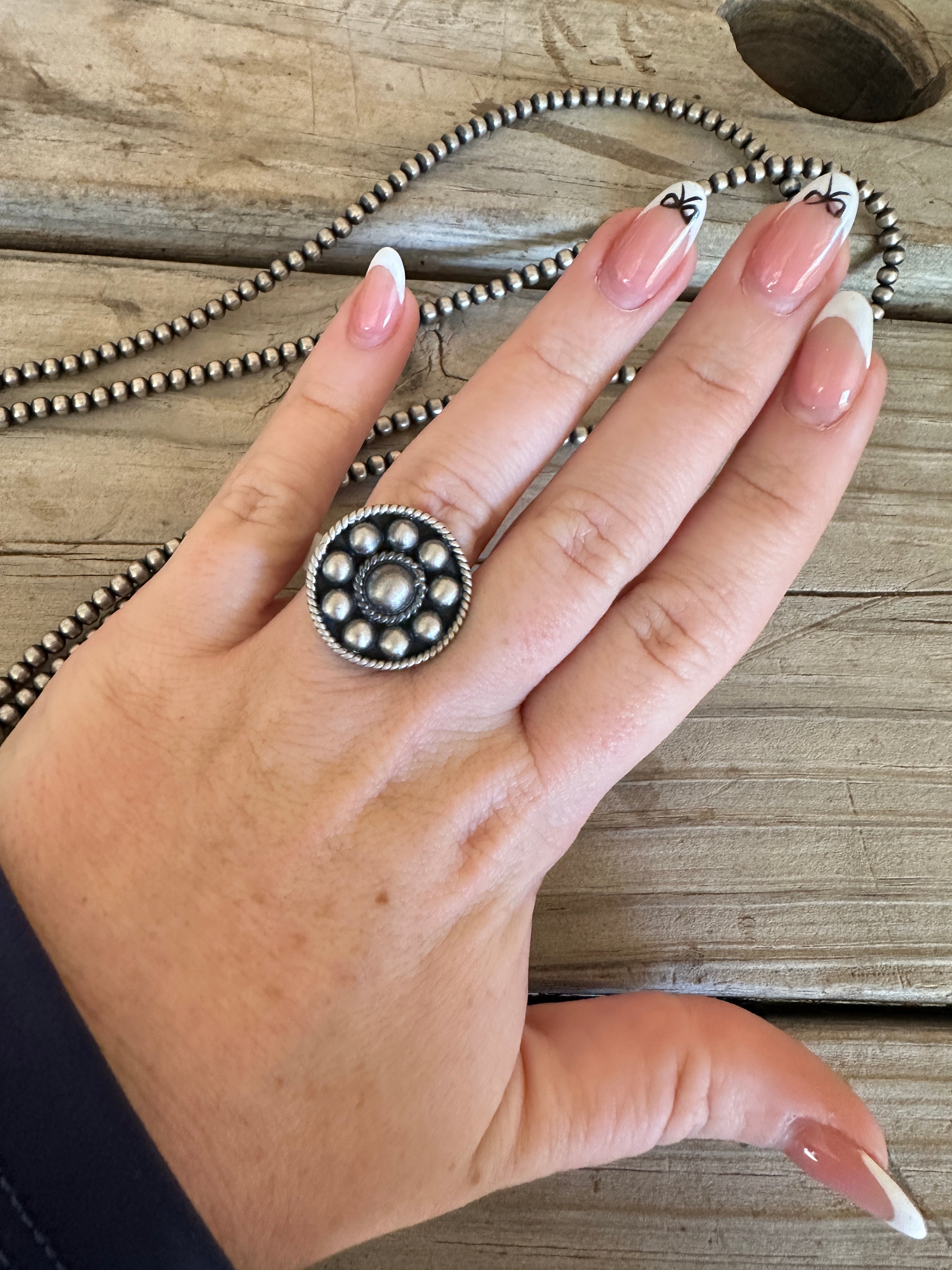 Beautiful Handmade Sterling Silver Adjustable CIRCLE Ring