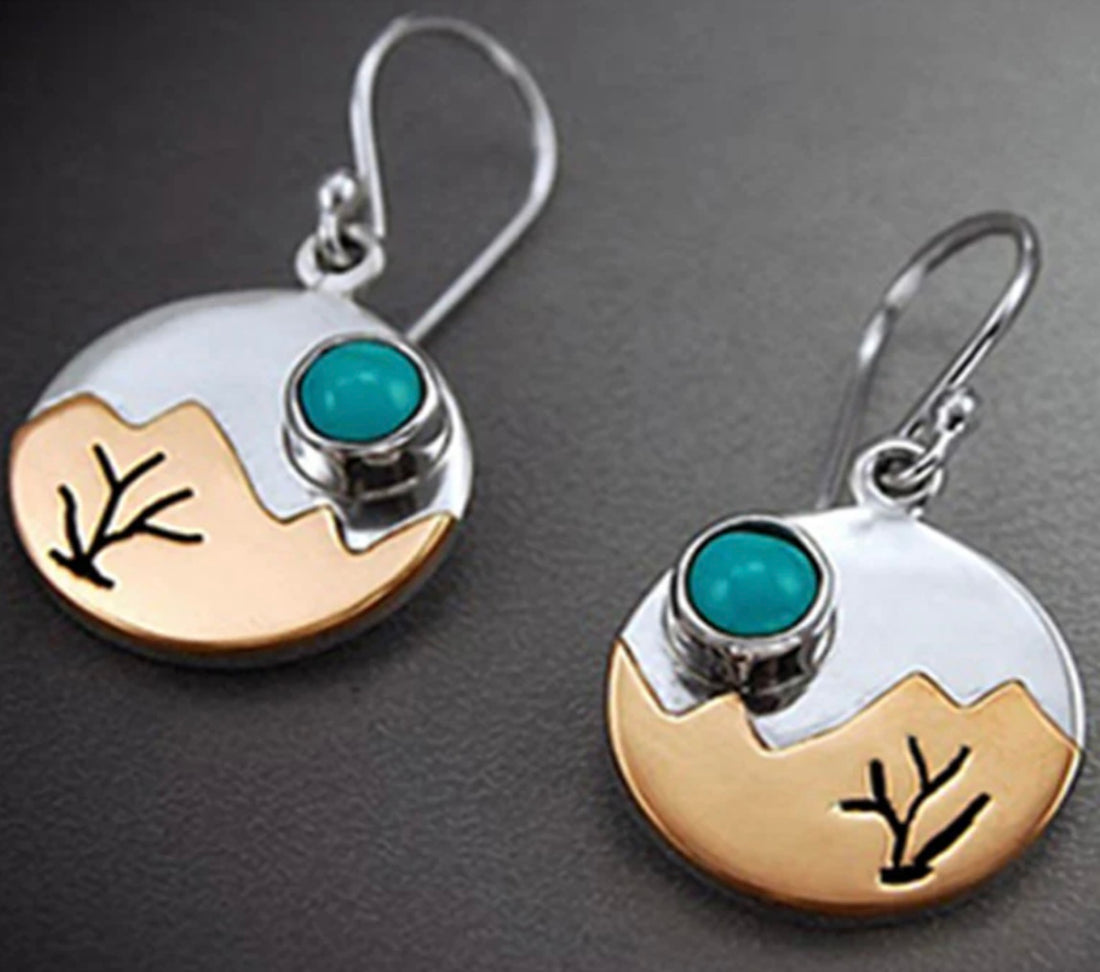 Copper Sunrise Sterling Silver Turquoise Earrings