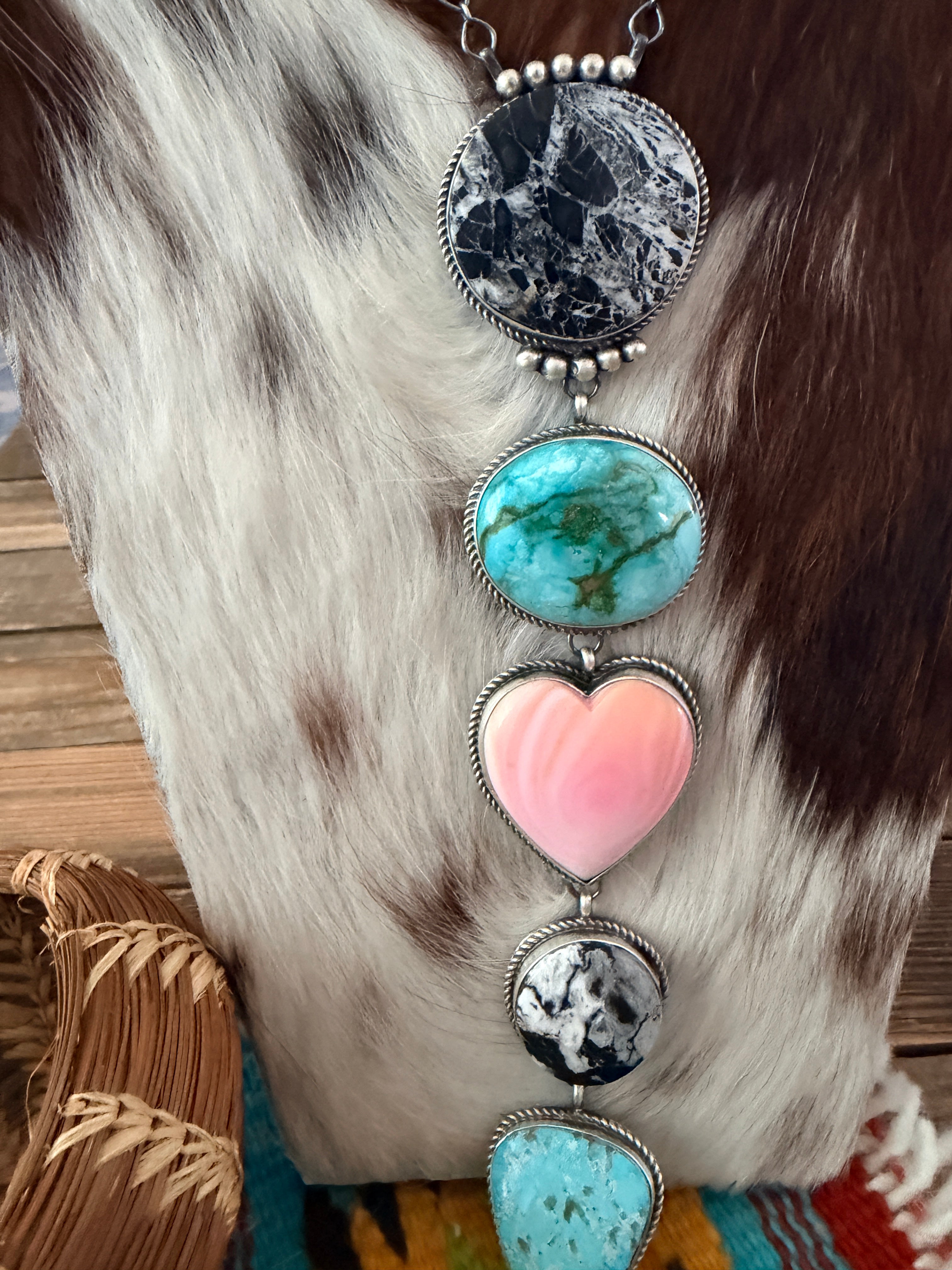 Handcrafted Multi Stone & Sterling Silver Lariat Necklace by Vicky Hicks