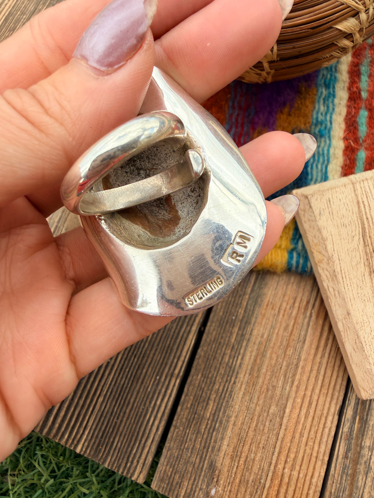Handcrafted Turquoise and Sterling Silver Cowboy Hat Adjustable Ring