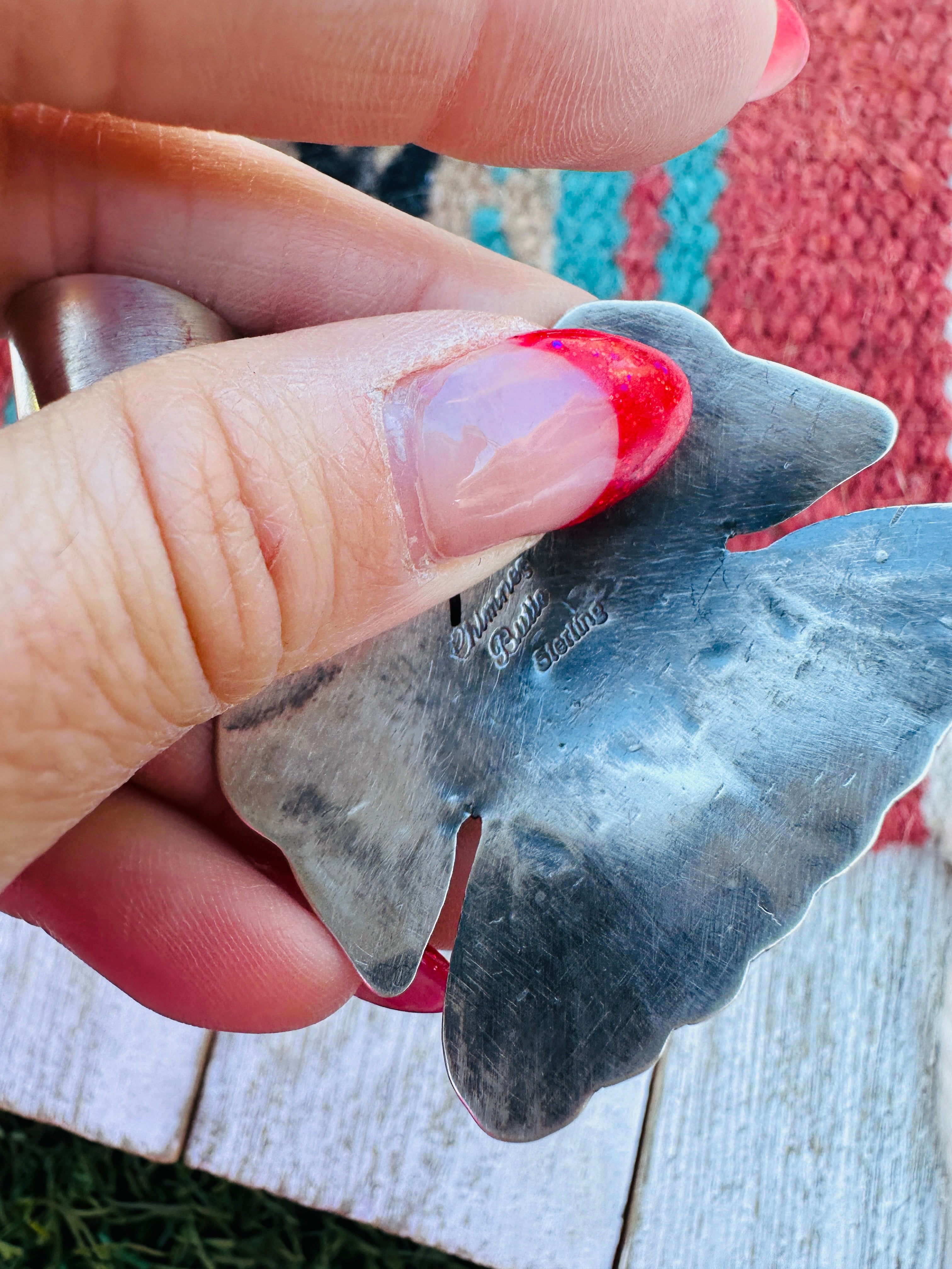 Handcrafted Sterling Silver & Palomino Turquoise Thunderbird Pendant by Chimney Butte
