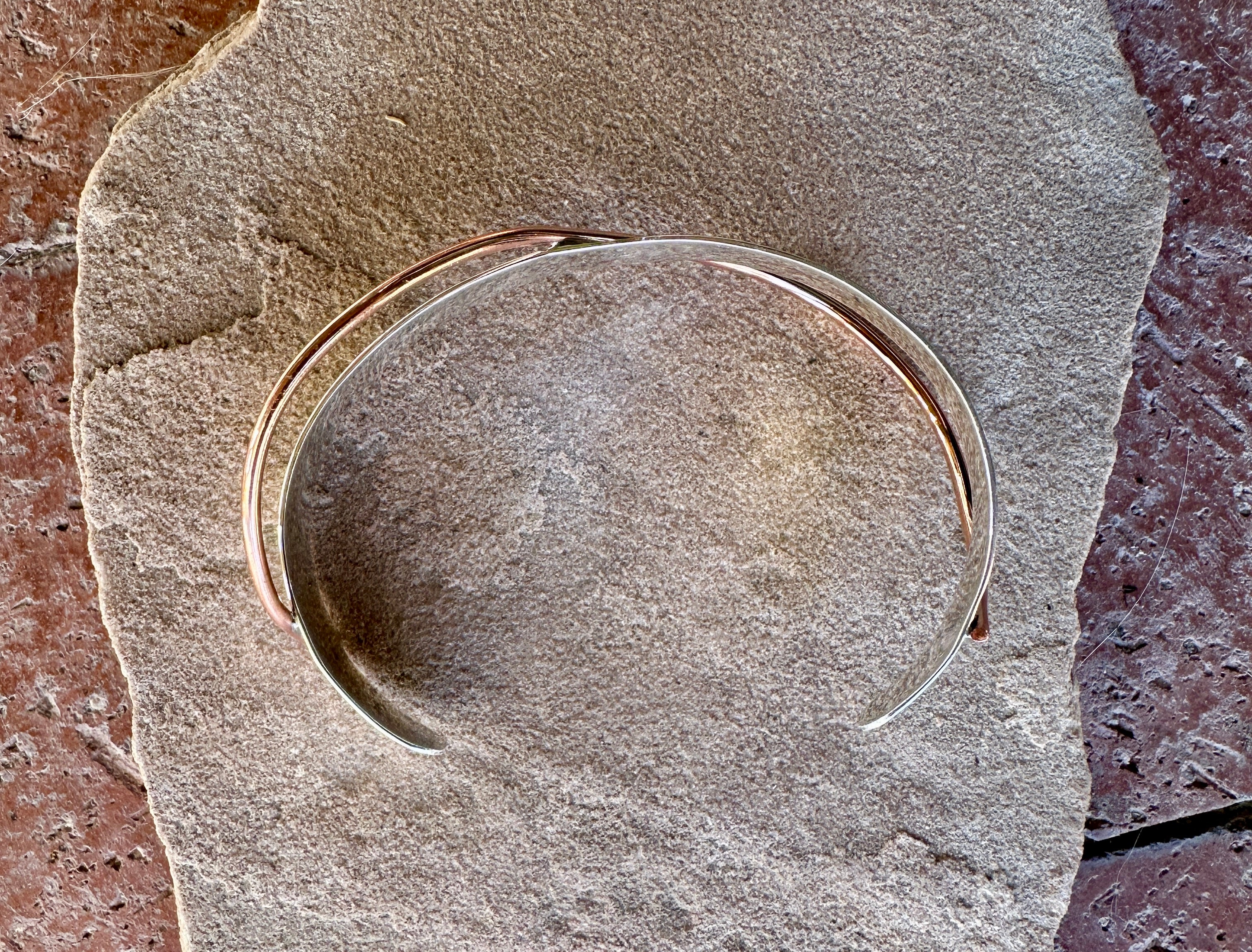 Sterling Silver Cuff with Copper Ribbon