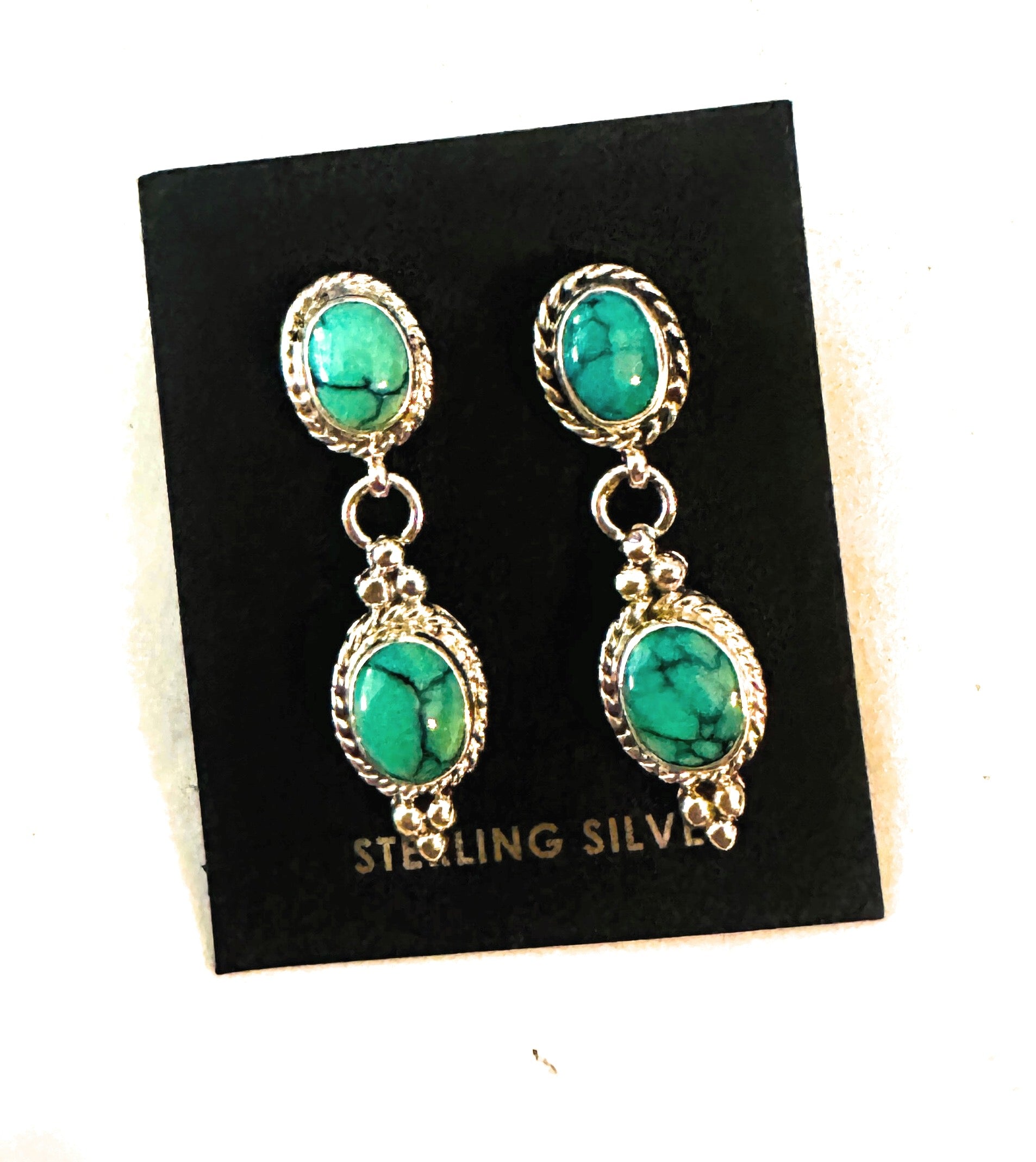 Navajo Turquoise & Sterling Silver Dangle Earrings