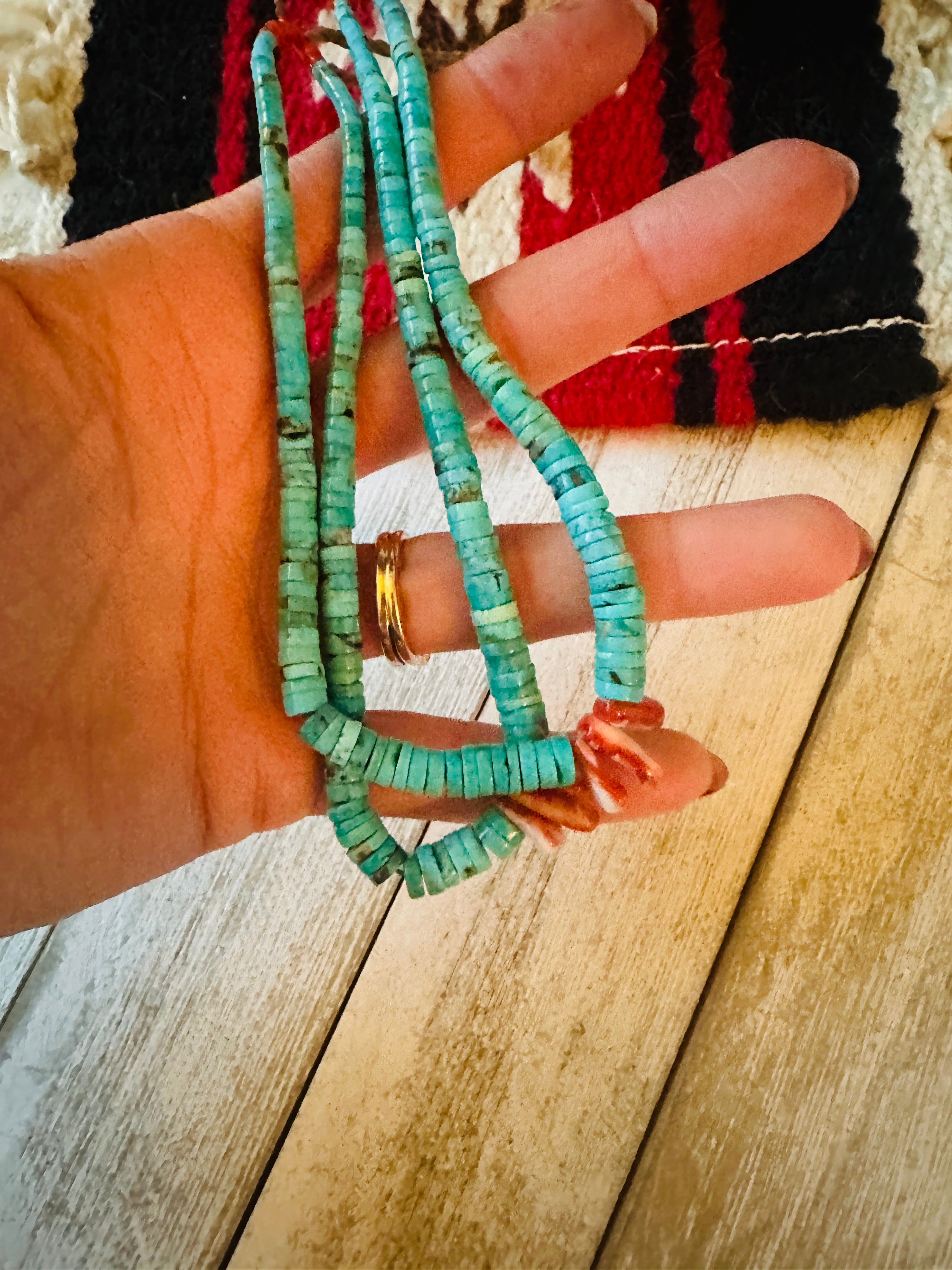 Old Pawn Santo Domingo Turquoise Beaded Necklace