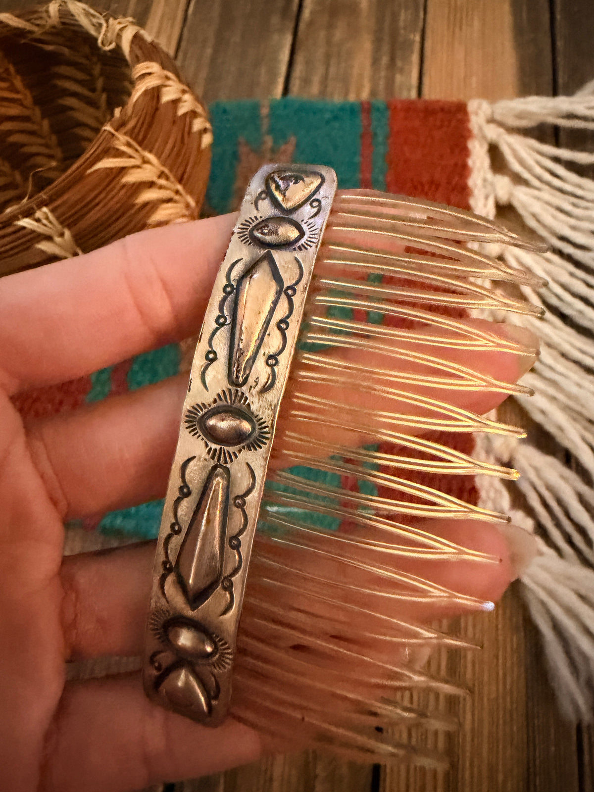 Old Pawn Handcrafted Sterling Silver Hair Comb Barrette