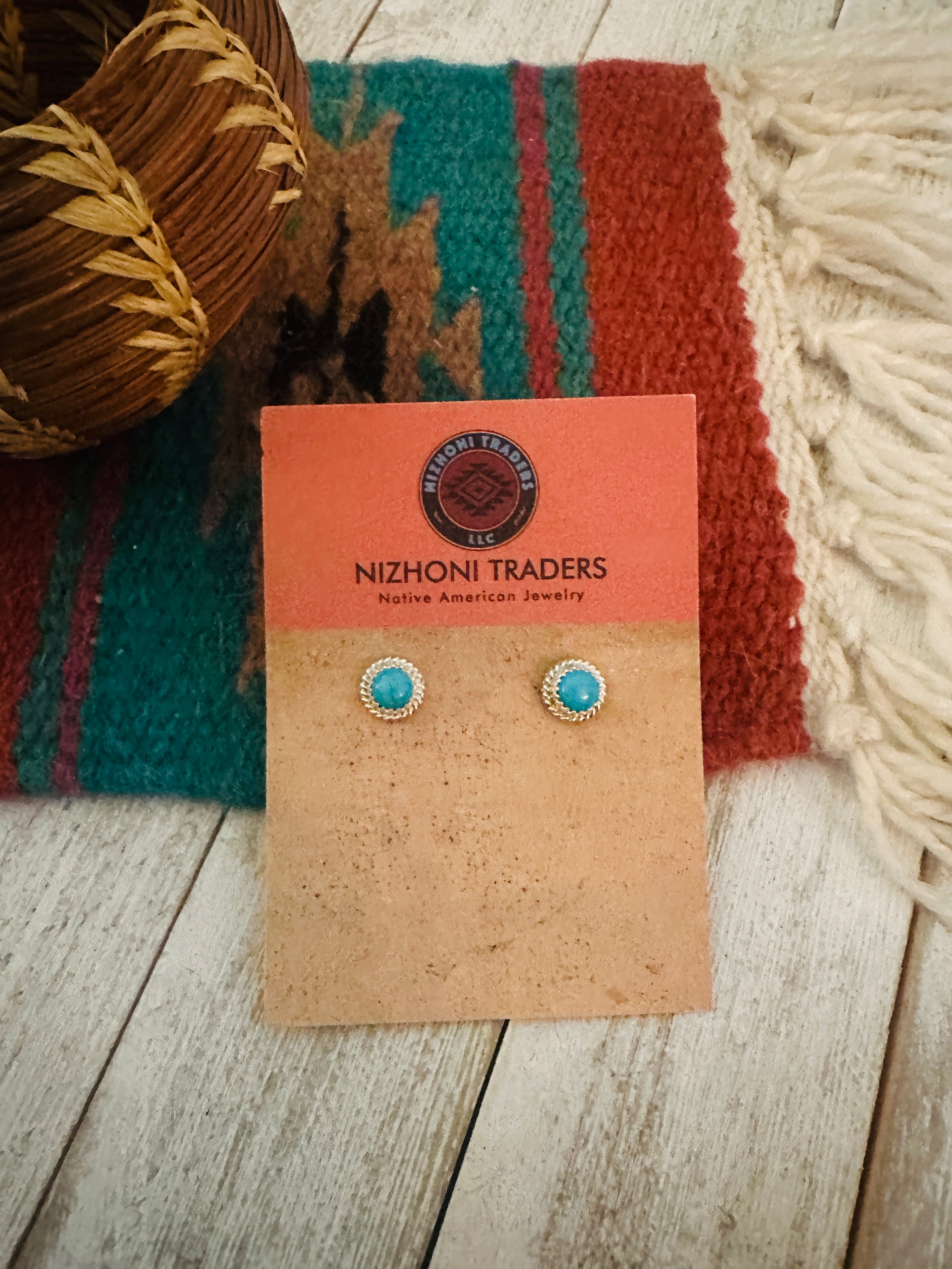 Navajo Turquoise and Sterling Silver Stud Earrings