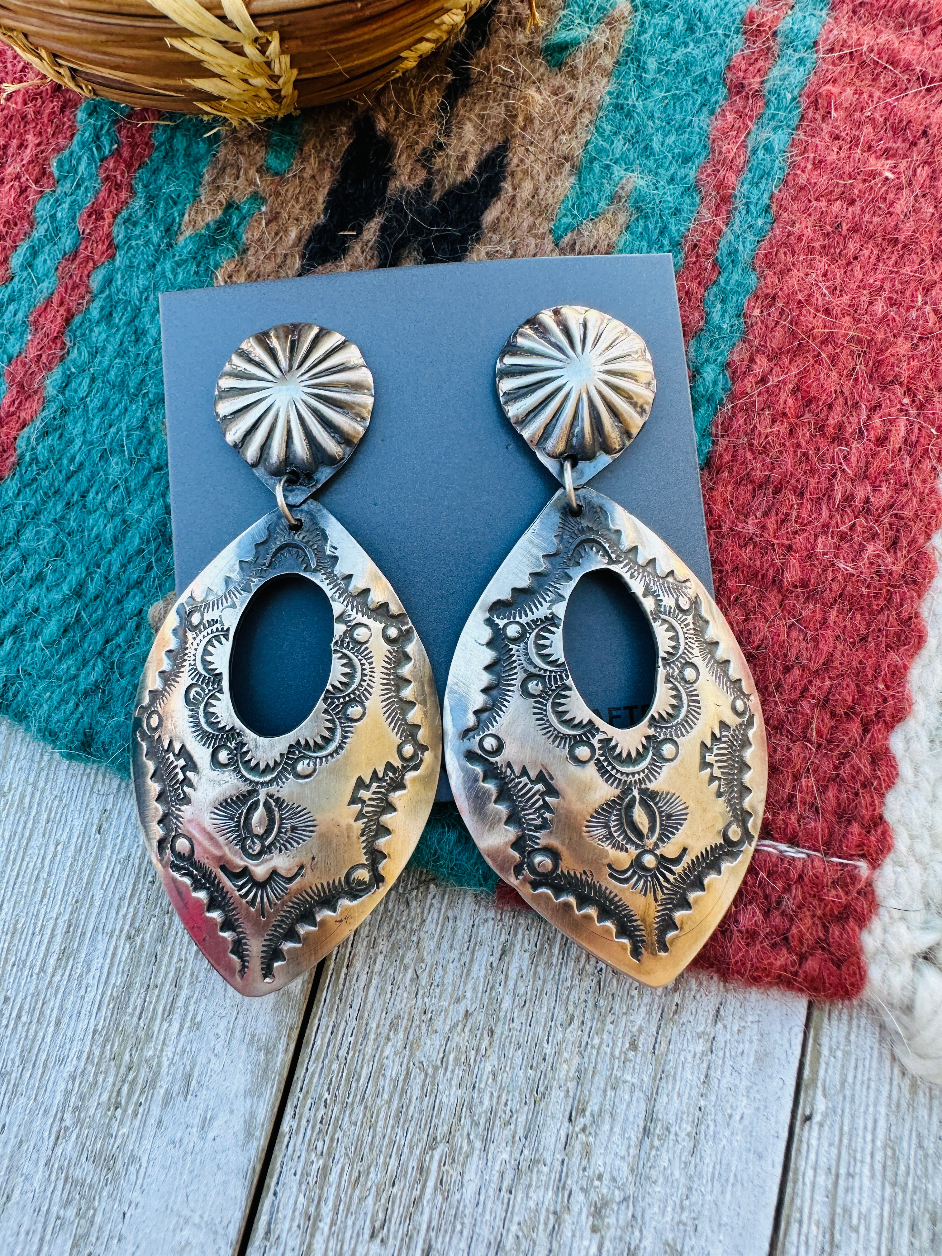 Handcrafted Sterling Silver Concho Dangle Earrings
