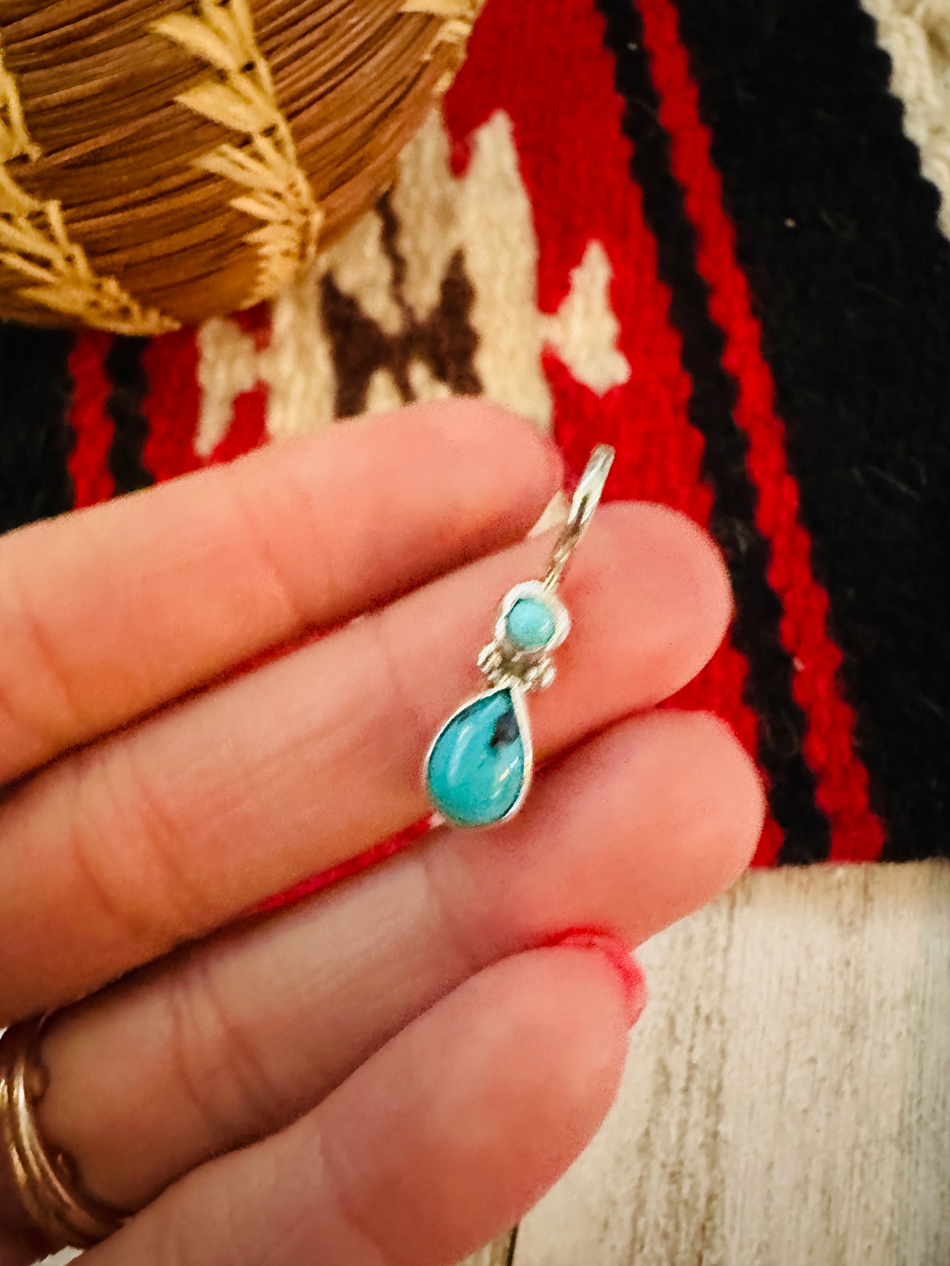 Navajo Turquoise & Sterling Silver Two-Stone Pendant