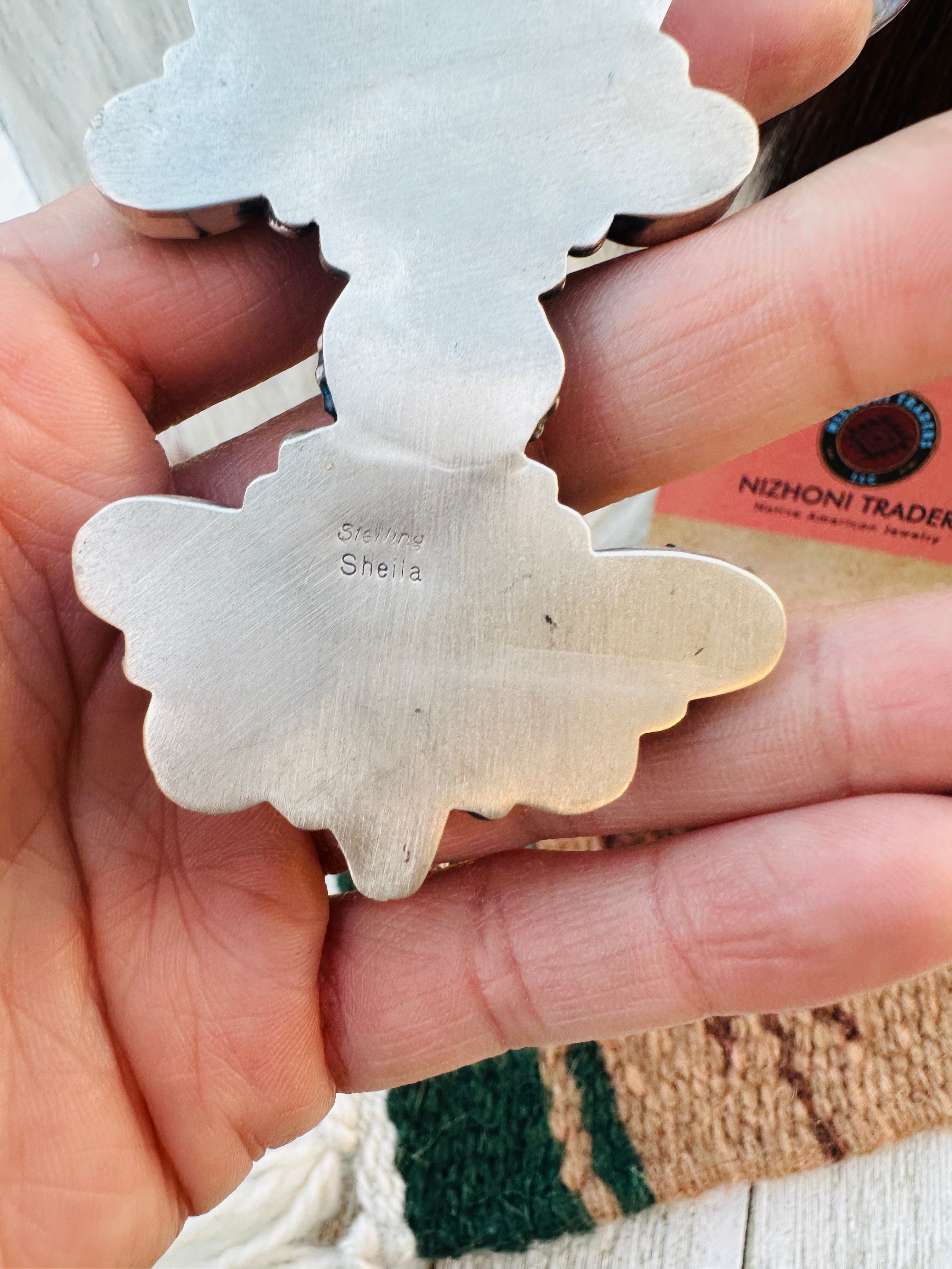 Handcrafted Emerald Valley Turquoise & Sterling Silver Necklace and Earring Set by Sheila Becenti