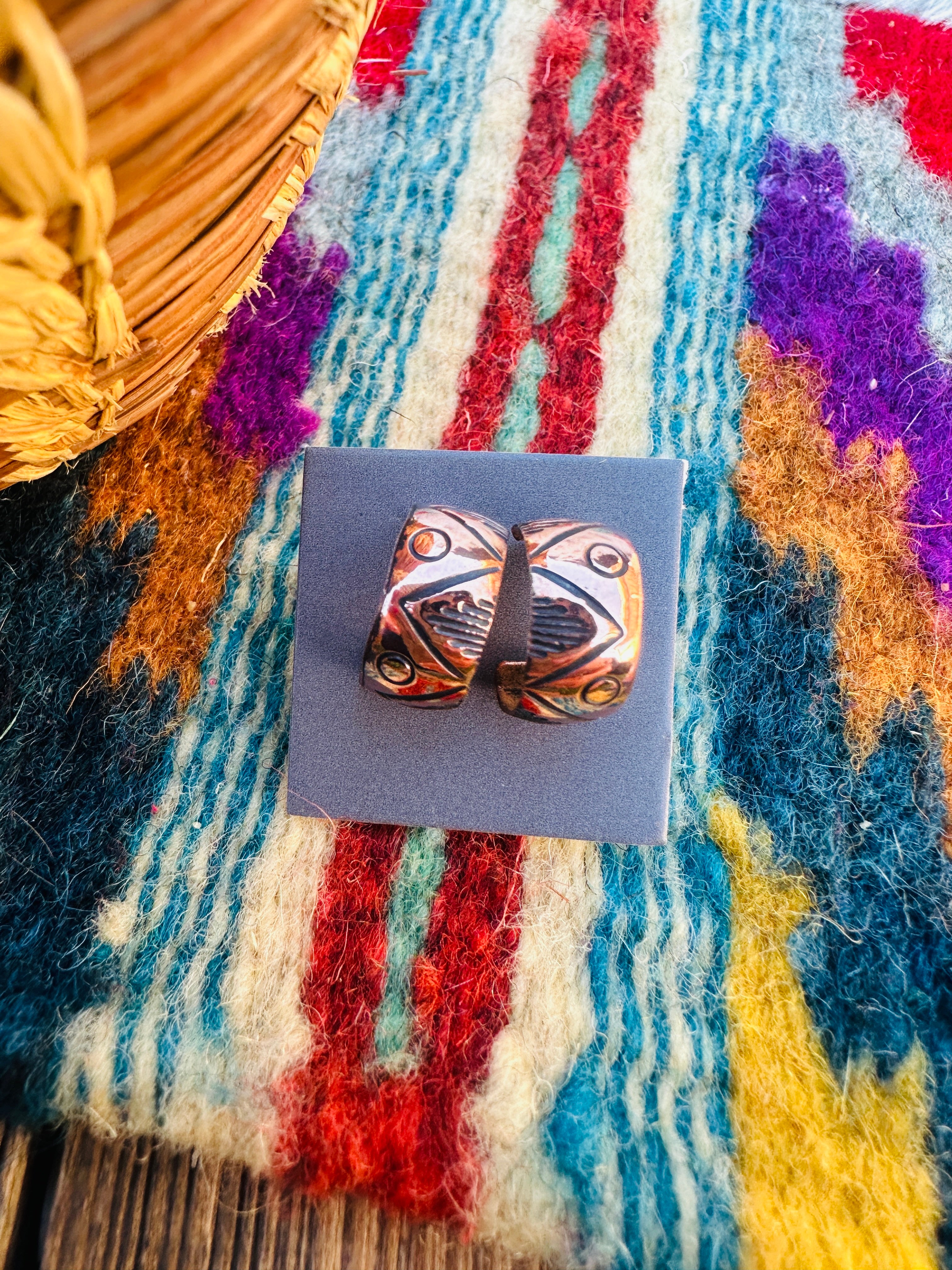 Hand Stamped Copper Hoop Earrings