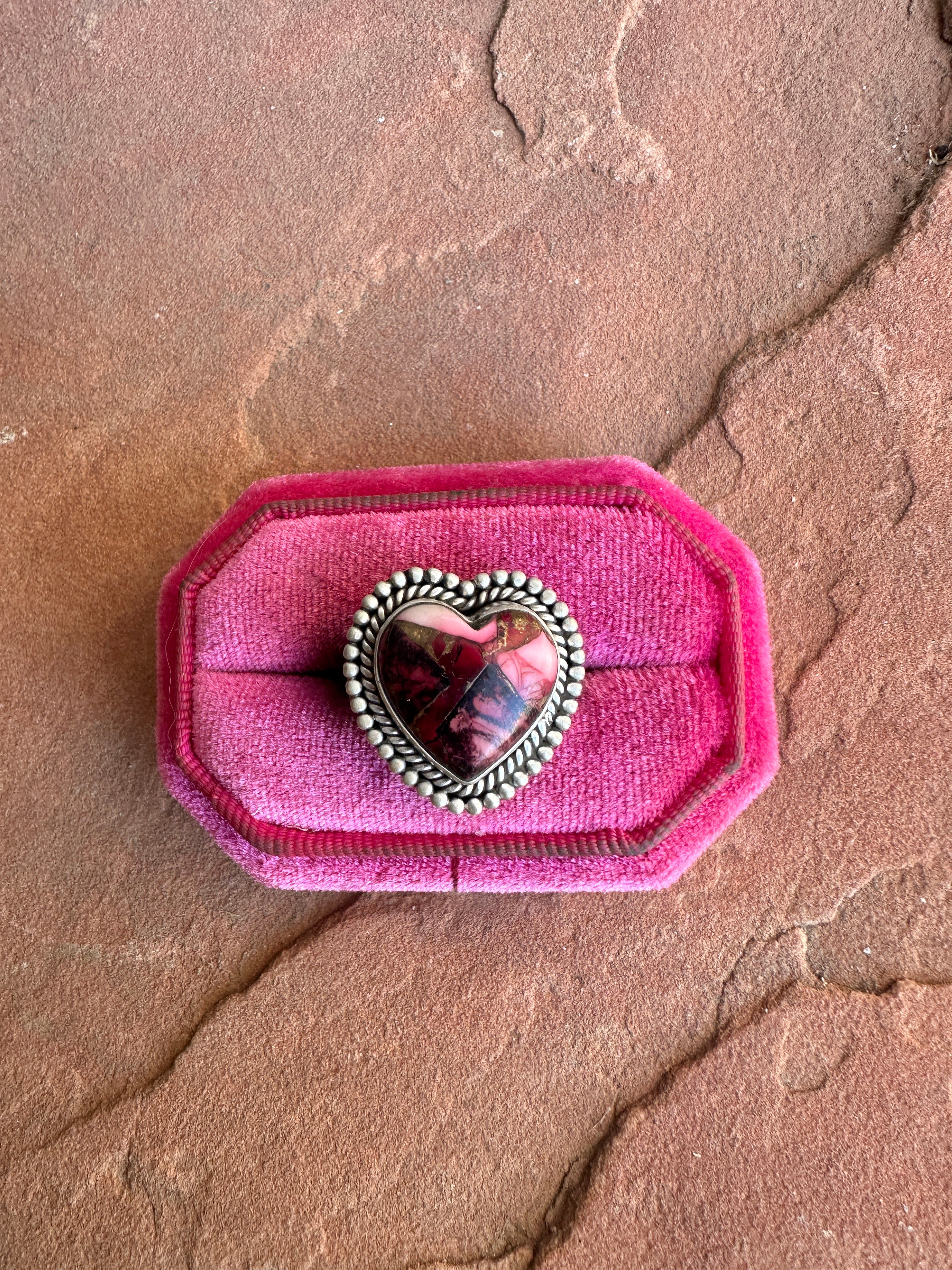 Beautiful Handmade Dahlia Rose And Sterling Silver Adjustable Heart  Ring