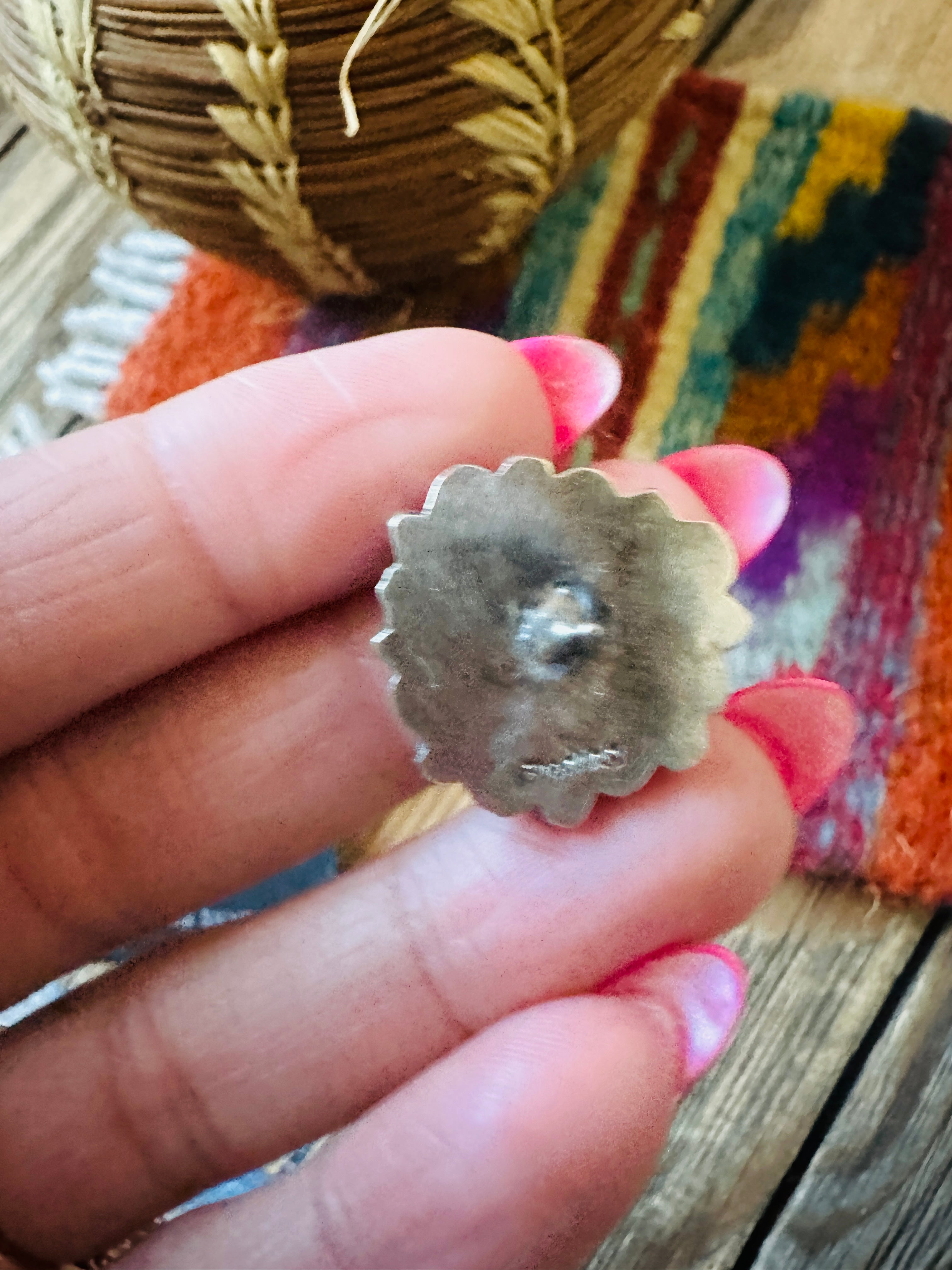 Handcrafted Queen Pink Conch & Sterling Silver Cluster Heart Post Earrings