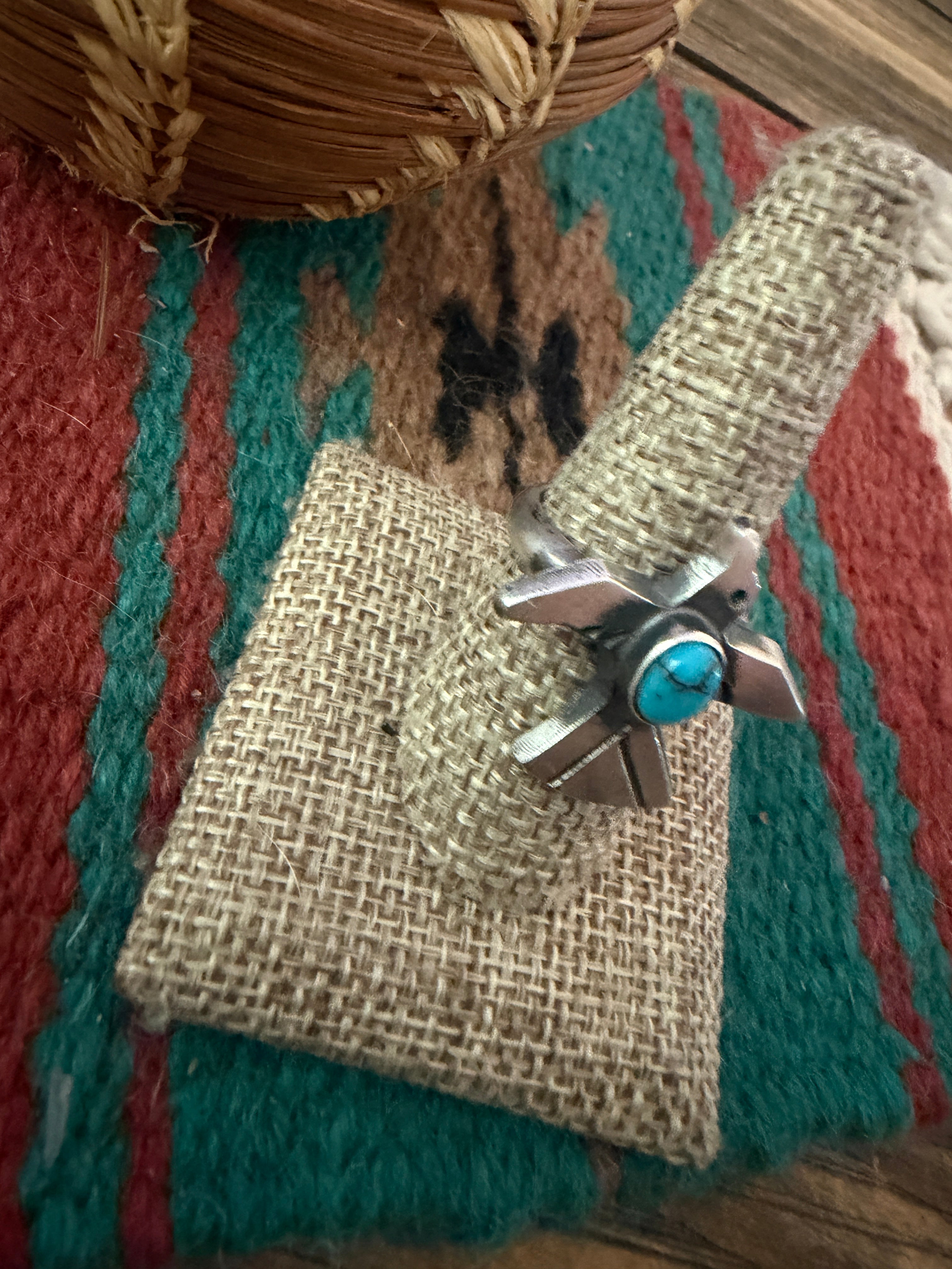 Handcrafted Turquoise and Sterling Silver Thunderbird Ring size 8.5 by Chimney Butte