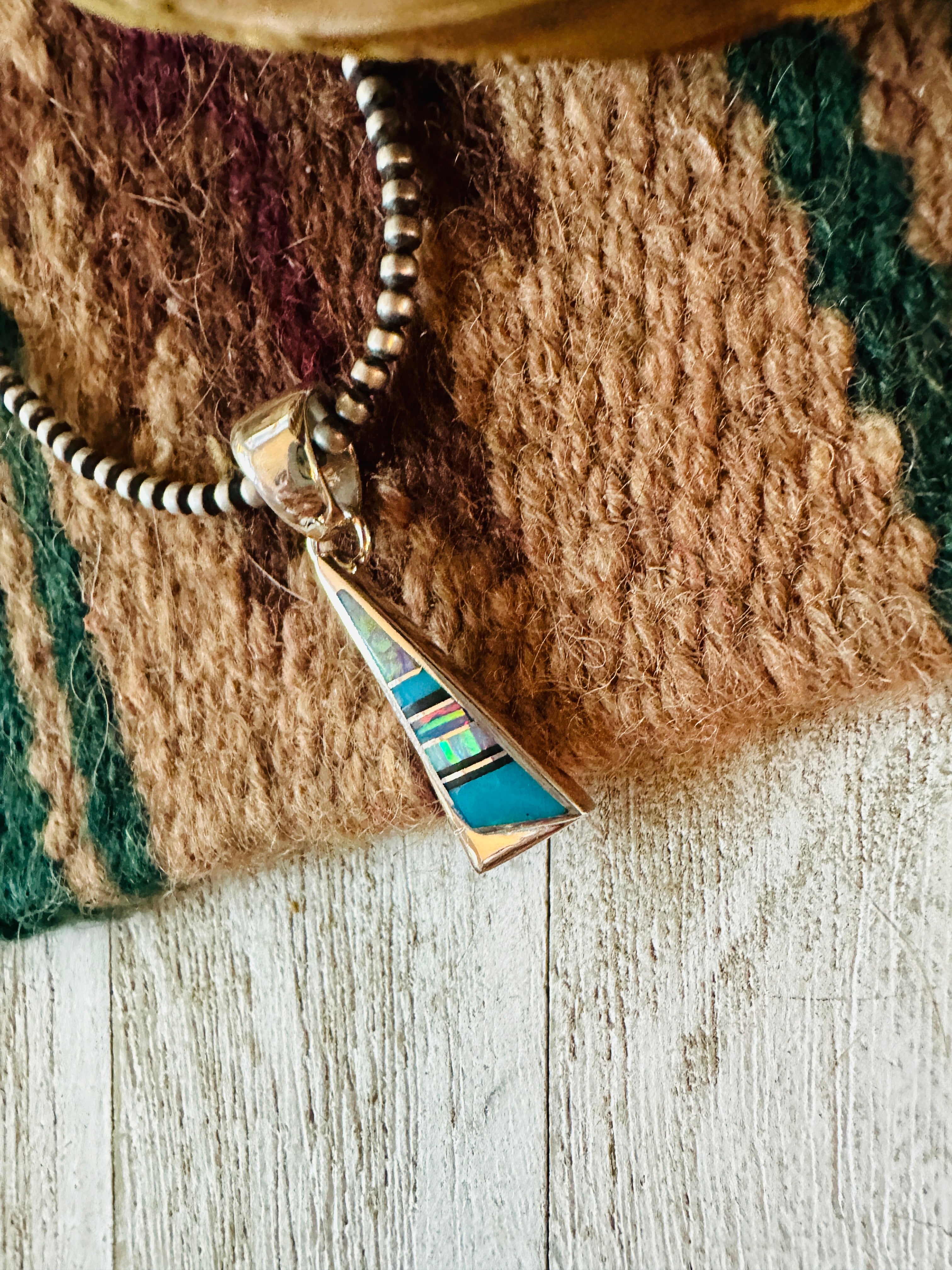 Navajo Multi Stone & Sterling Silver Inlay Pendant