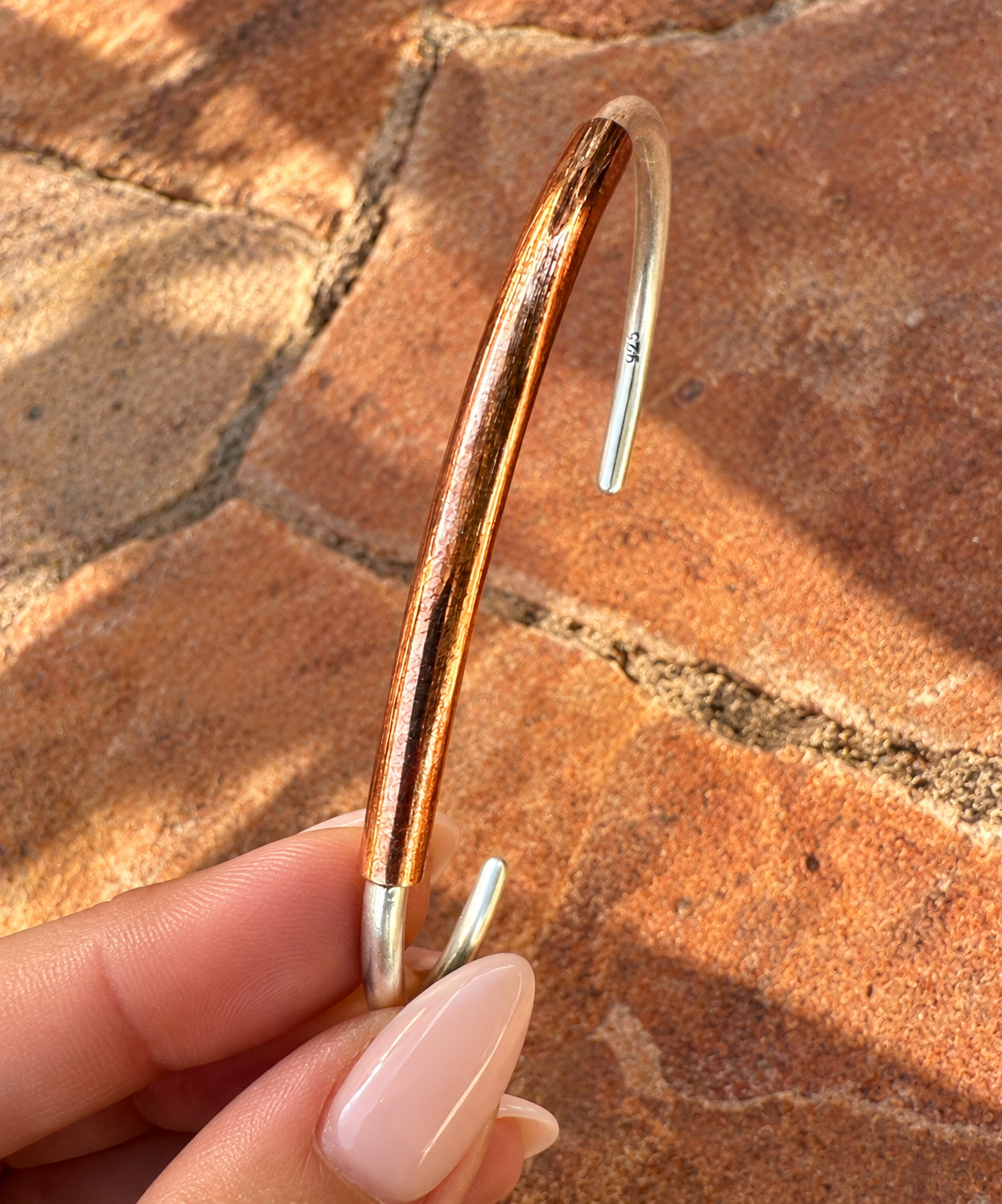 Simple Sterling Silver Cuff Bracelet w/ Copper Finish