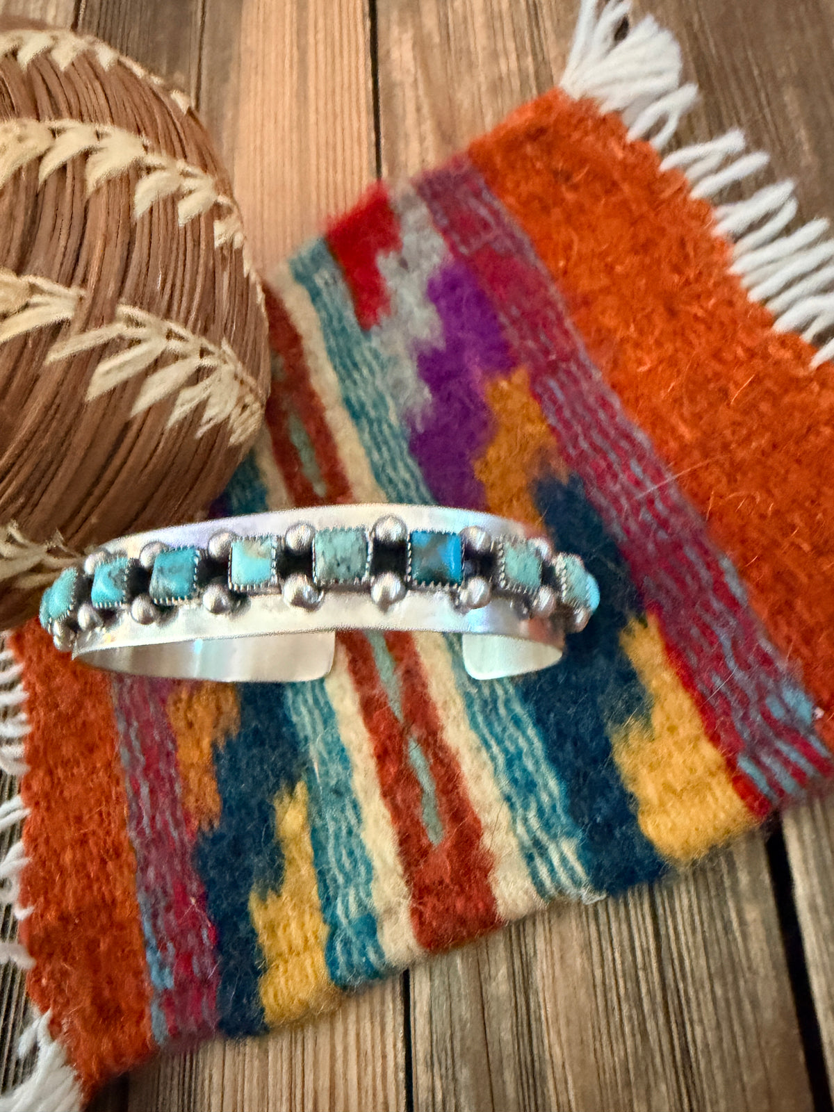 Handcrafted Turquoise & Sterling Silver Cuff Bracelet by Paul Largo