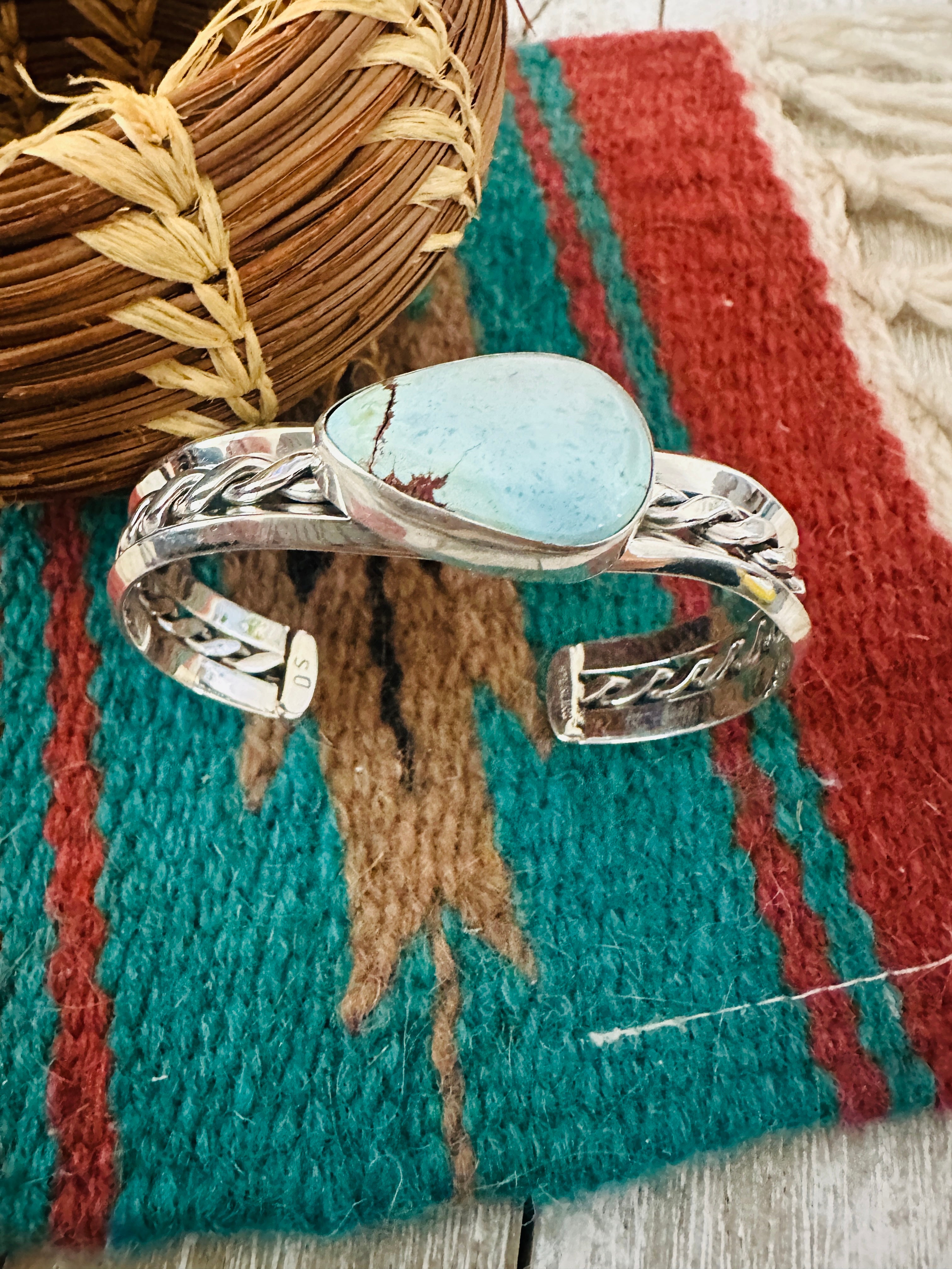 Handcrafted Sterling Silver & Golden Hills Turquoise Cuff Bracelet
