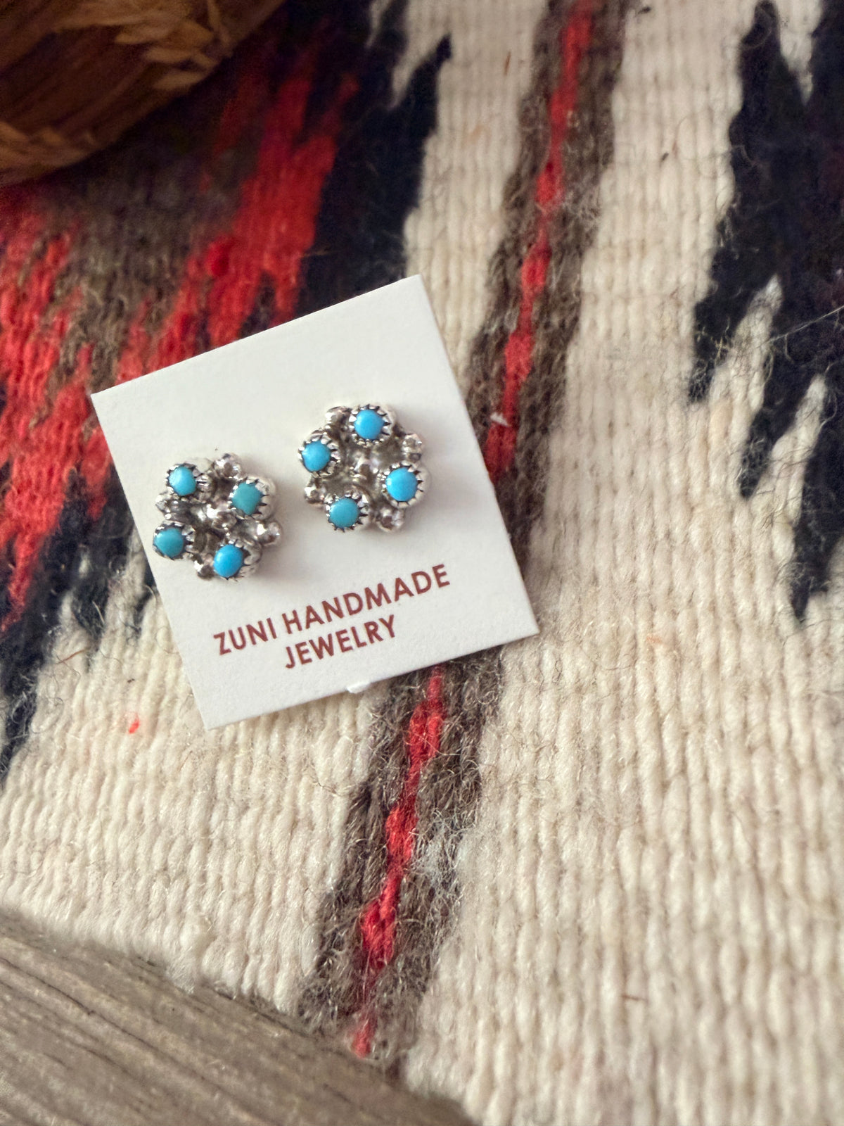 Handcrafted Sterling Silver & Turquoise Petit Point Stud Earrings
