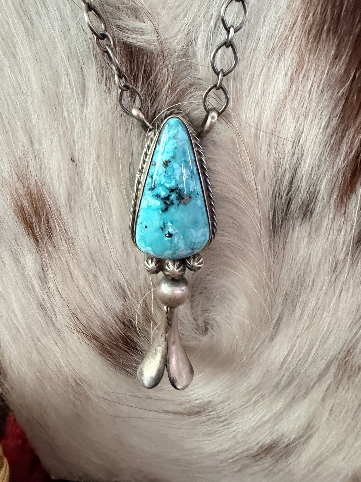 Handcrafted Turquoise & Sterling Silver Blossom Necklace by Sheila Becenti